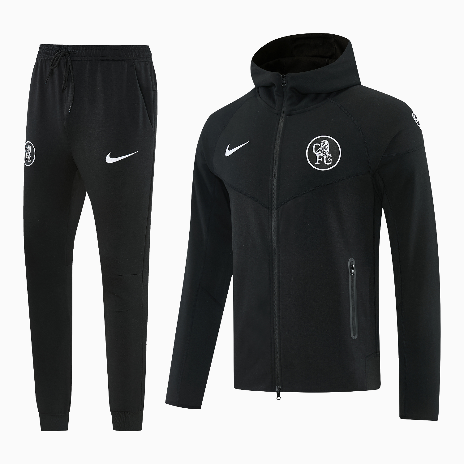 AlphaJersey-C.H.E.L.S.E.A 2026 Hooded Windbreaker Training Set - Black Top & Pants
