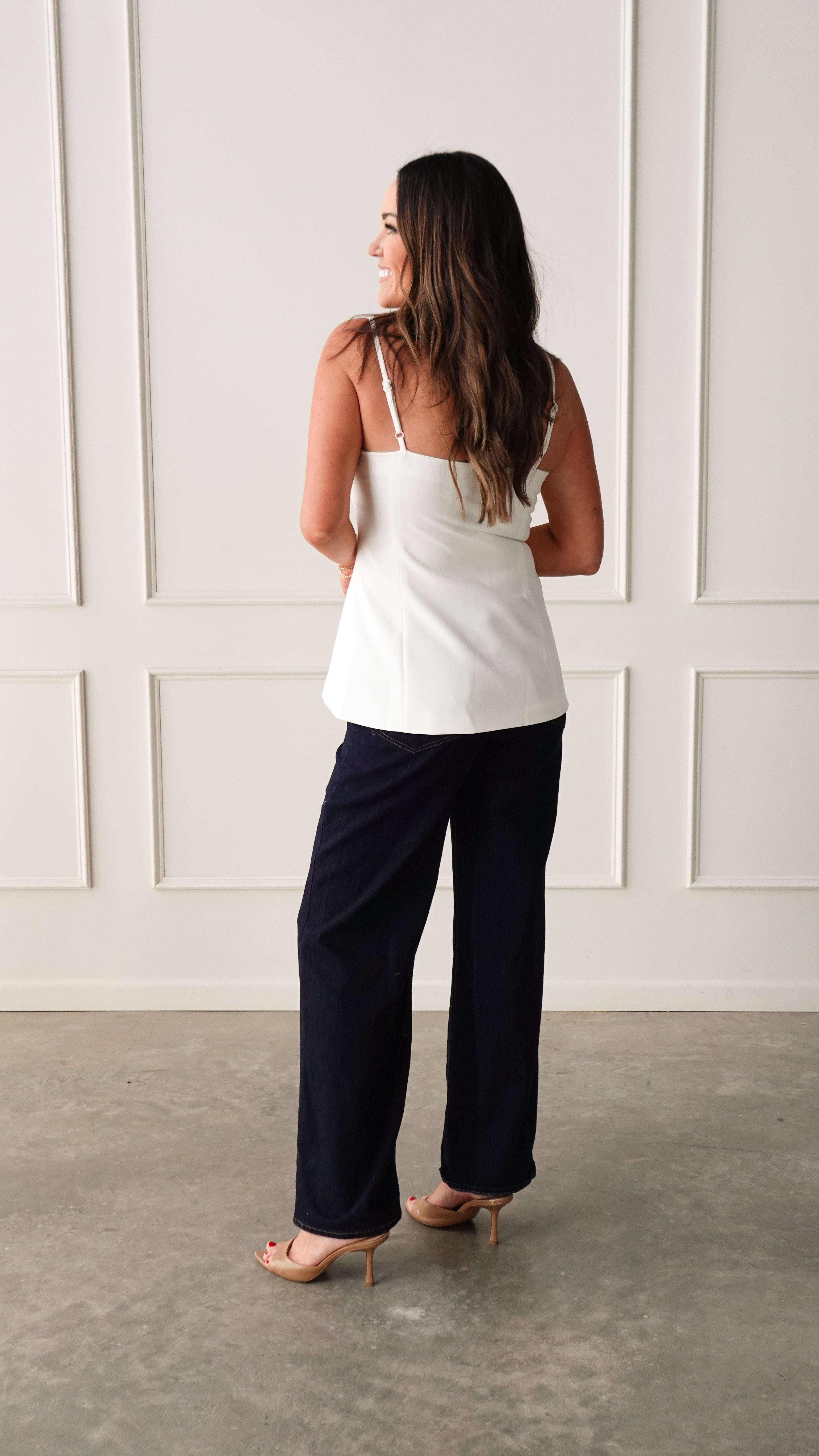 White Top with Gold Button Detail | Elegant Women's Fashion by coolavocek