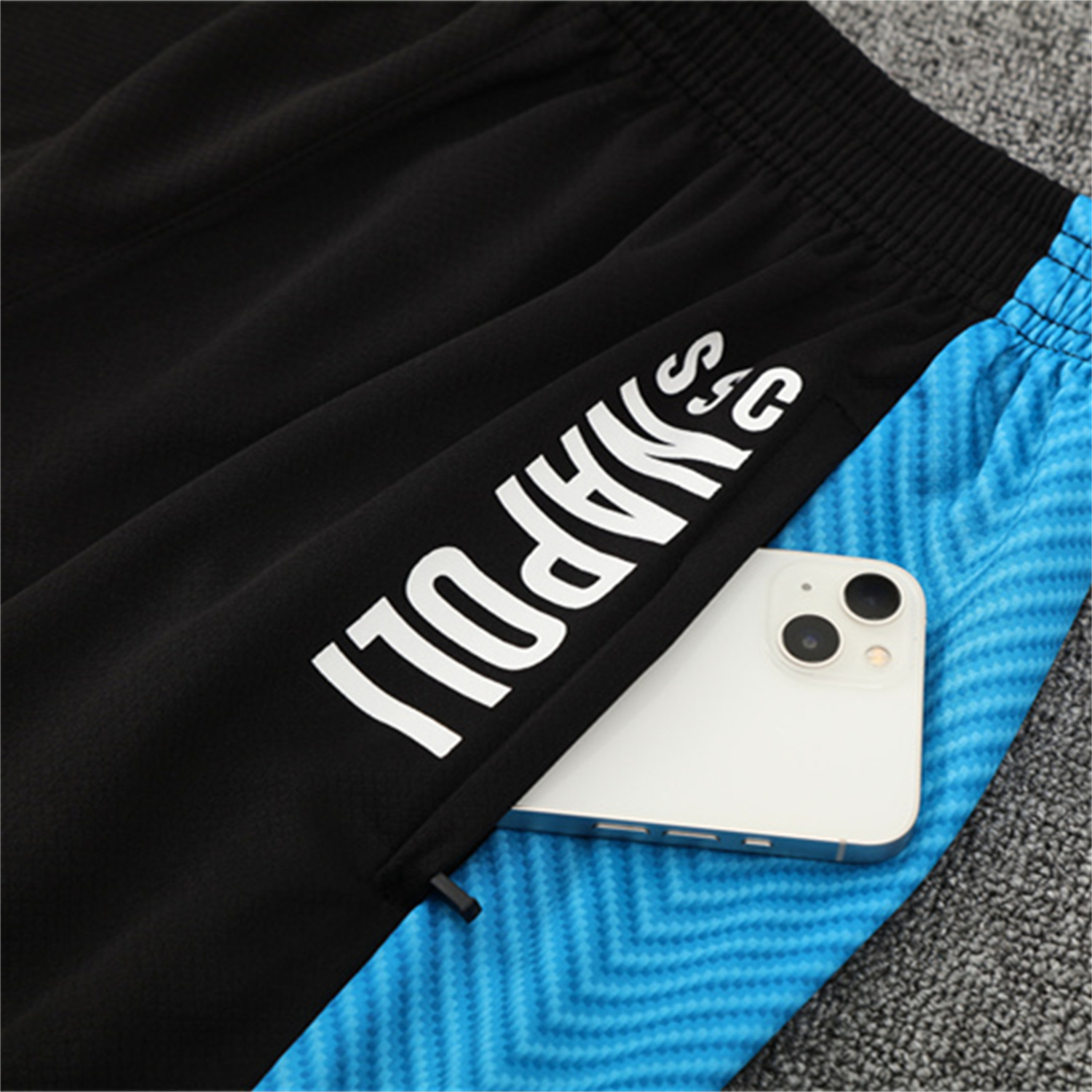 AlphaJersey-Napoli 25-26 Kids Short-Sleeve Training Set - Gray Mecha Top & Black Shorts