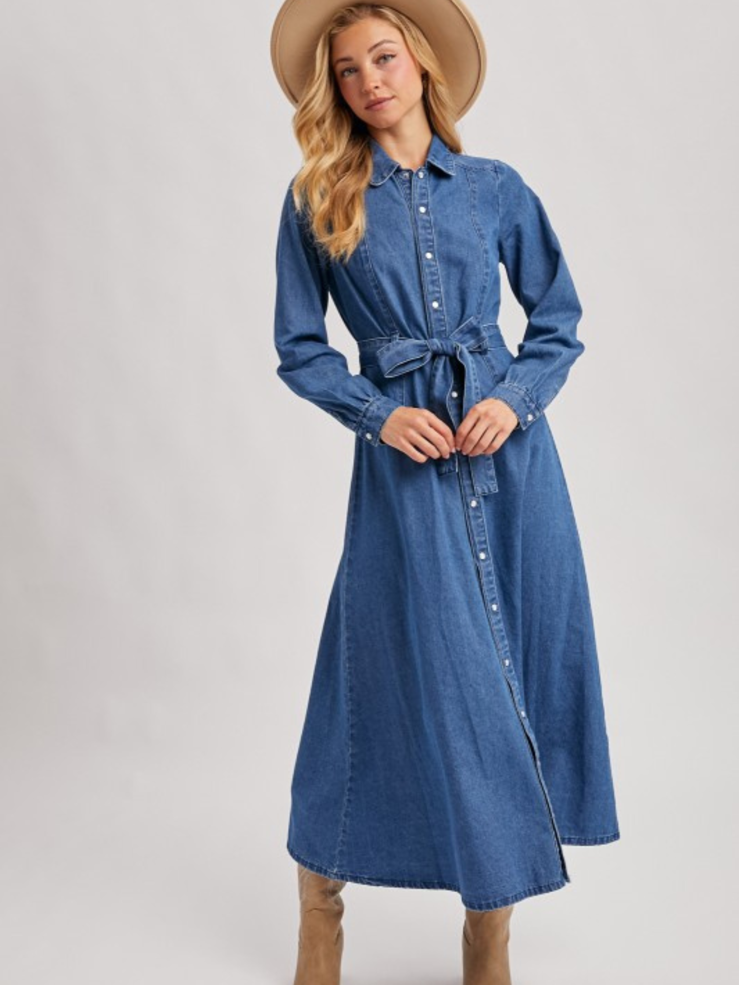 Maxi Denim Dress | Elegant Women's Fashion by coolavocek