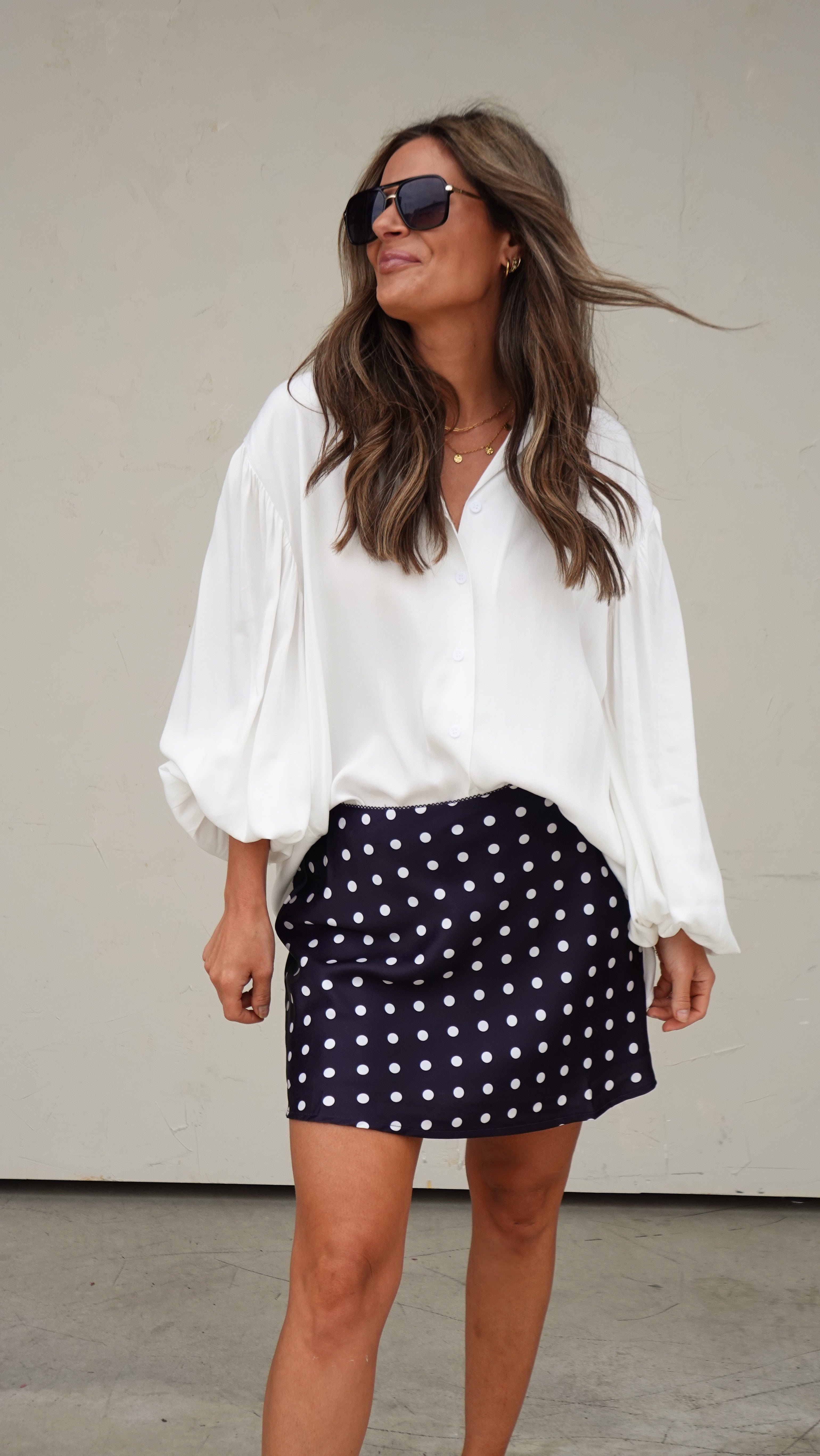 Black Satin Polka Dot Skirt | Elegant Women's Fashion by coolavocek