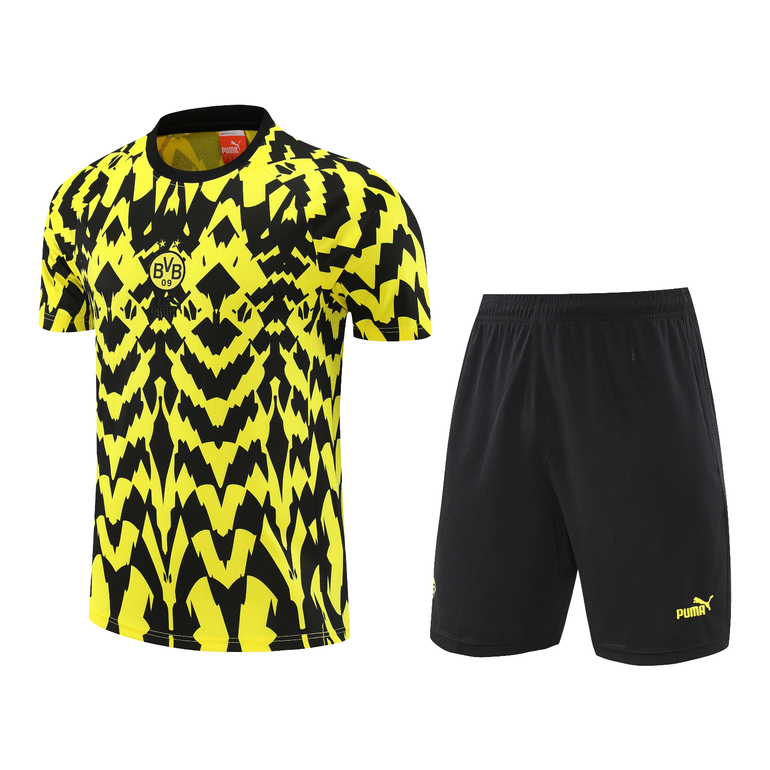 AlphaJersey-Dortmund 25-26 Short-Sleeve Training Set - Yellow Top & Black Shorts