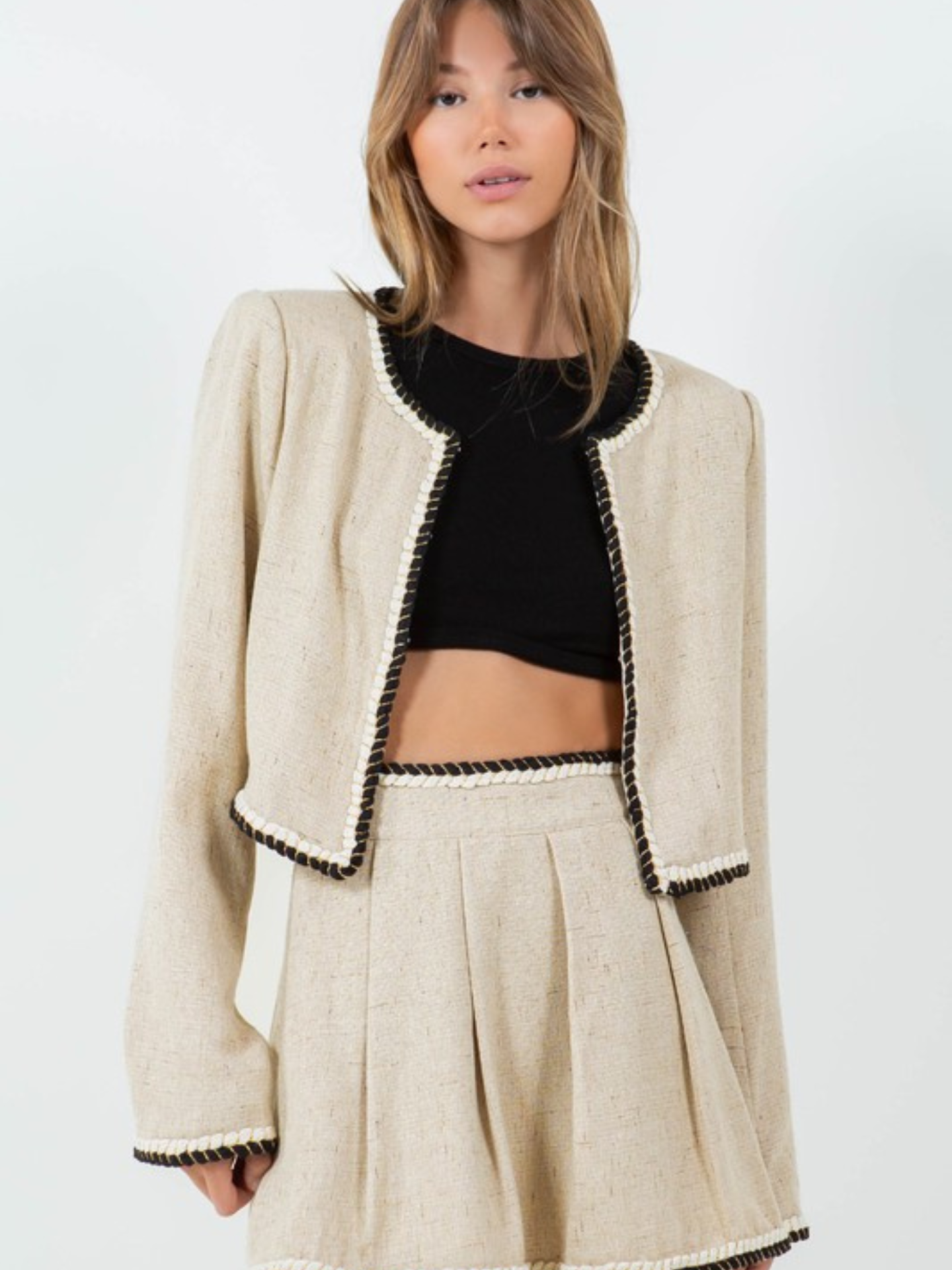 Tweed Mini Skirt with Braid Detail | Elegant Women's Fashion by coolavocek