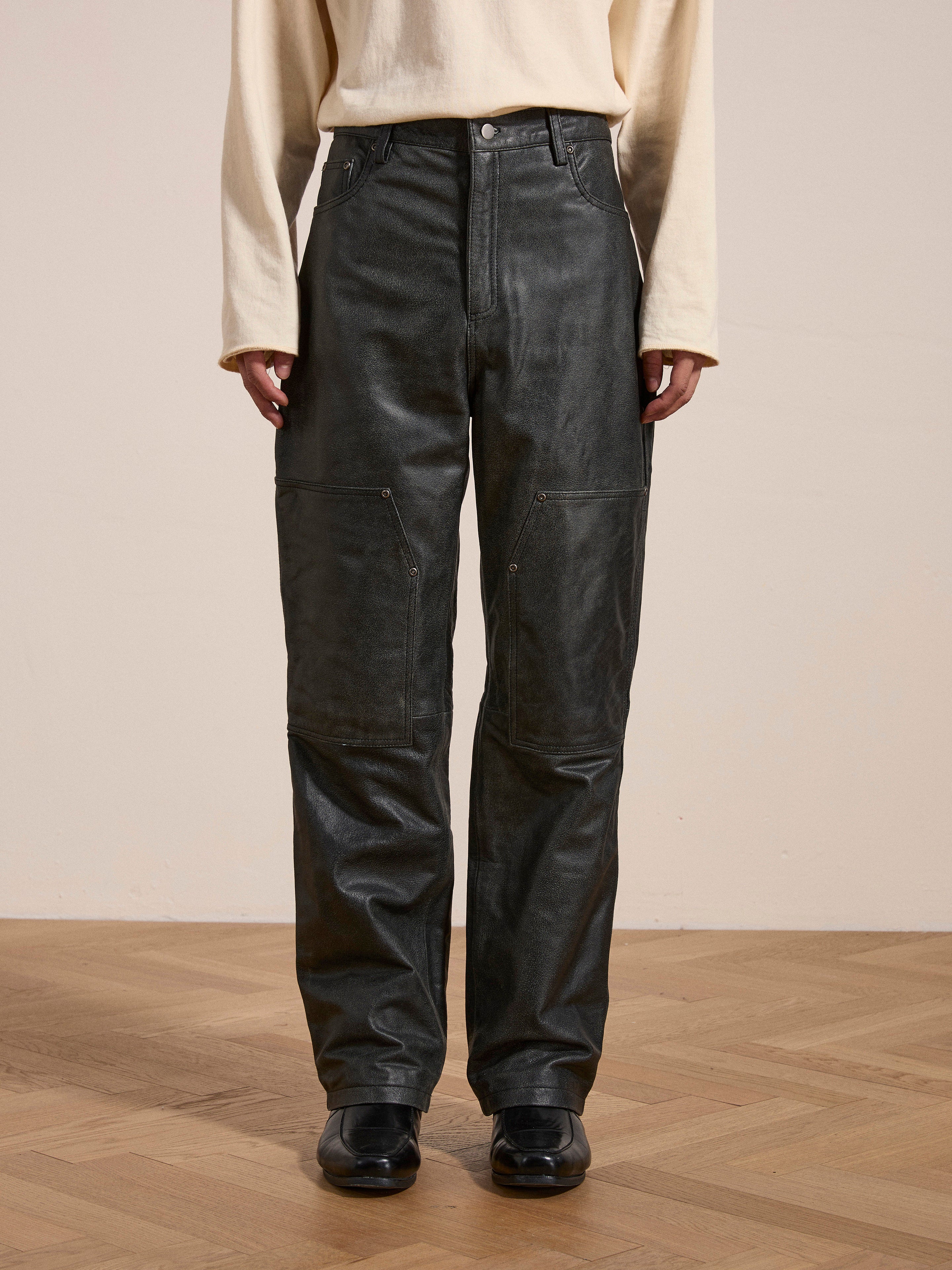 Distressed Genuine Leather Carpenter Pants | Modern Menswear by yycbvcnbmmnbm
