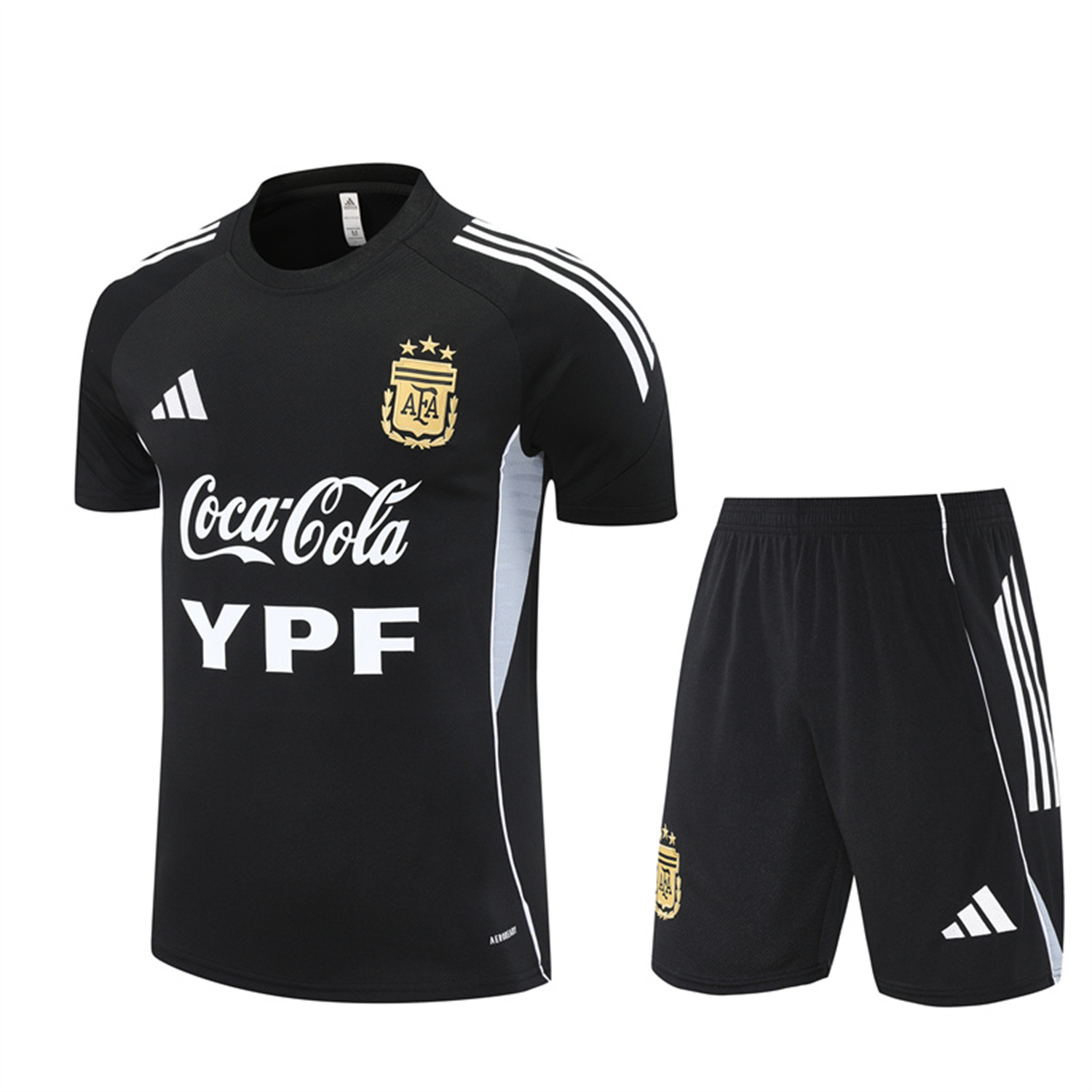 AlphaJersey-Argentina 25-26 Pre-Match Short-Sleeve Training Set - Black Top & Shorts