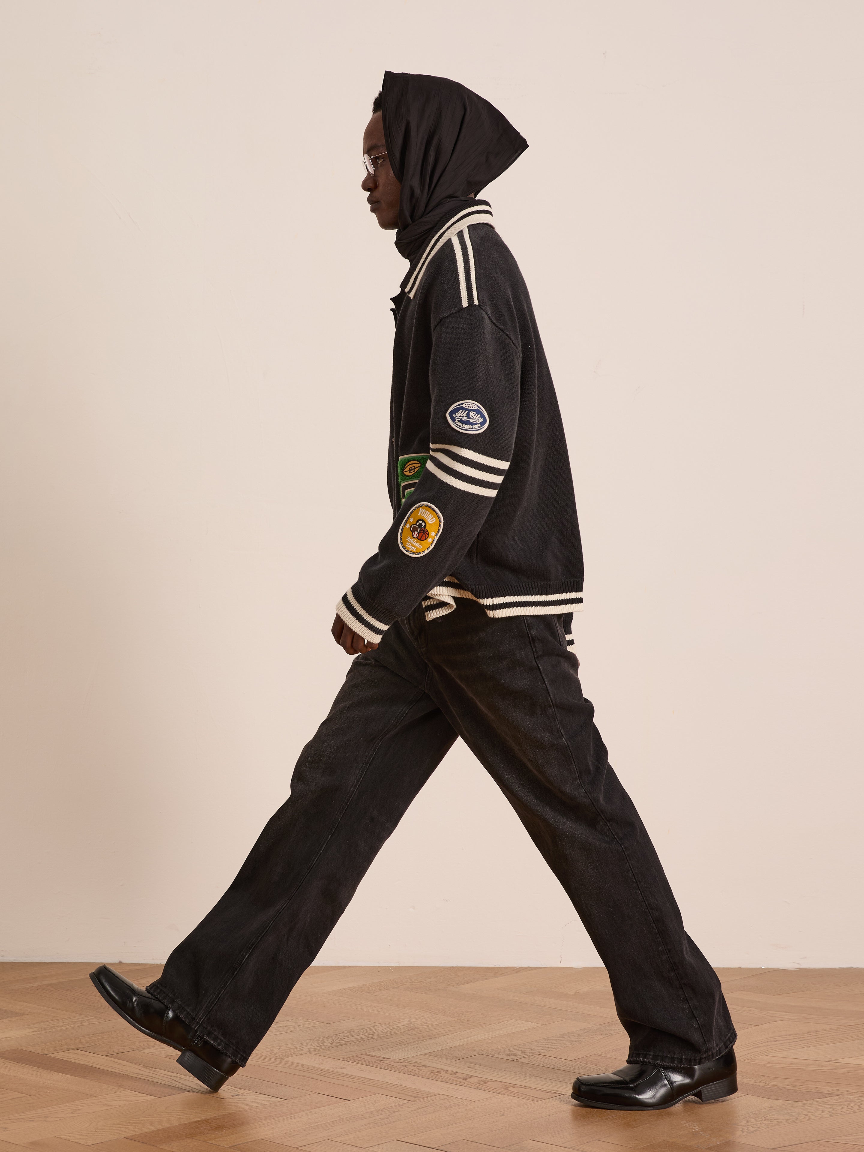 Varsity Patch Collared Cardigan | Modern Menswear by yycbvcnbmmnbm