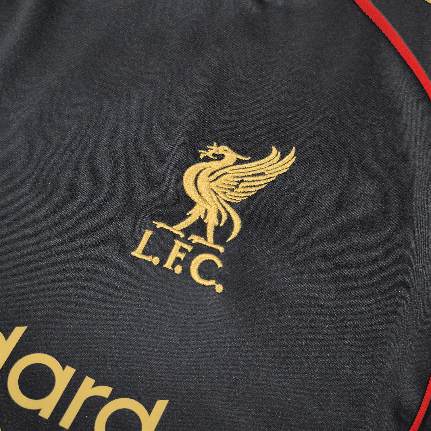 AlphaJersey-Liver.pool 25-26 Black Gold Special Jersey with Red Lines - Fans Version