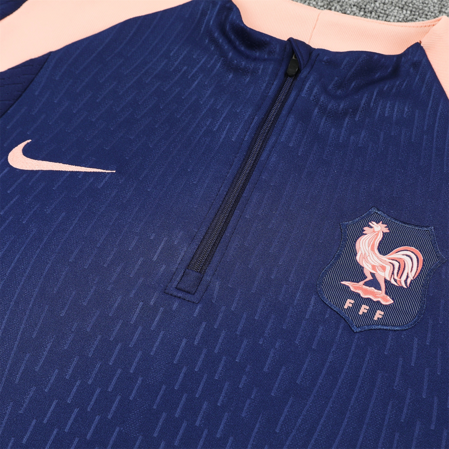 AlphaJersey-France 2026 Long Sleeve Training Set - Dark With Pink Top and Pants