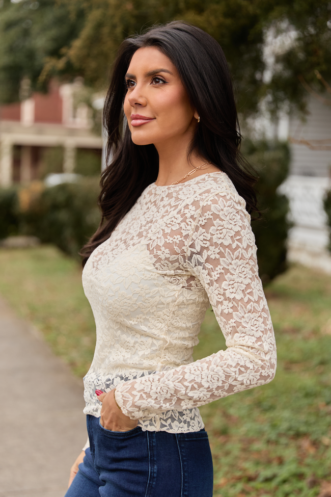 Morgan Ivory Lace Mesh Top | Elegant Women's Fashion by coolavocek