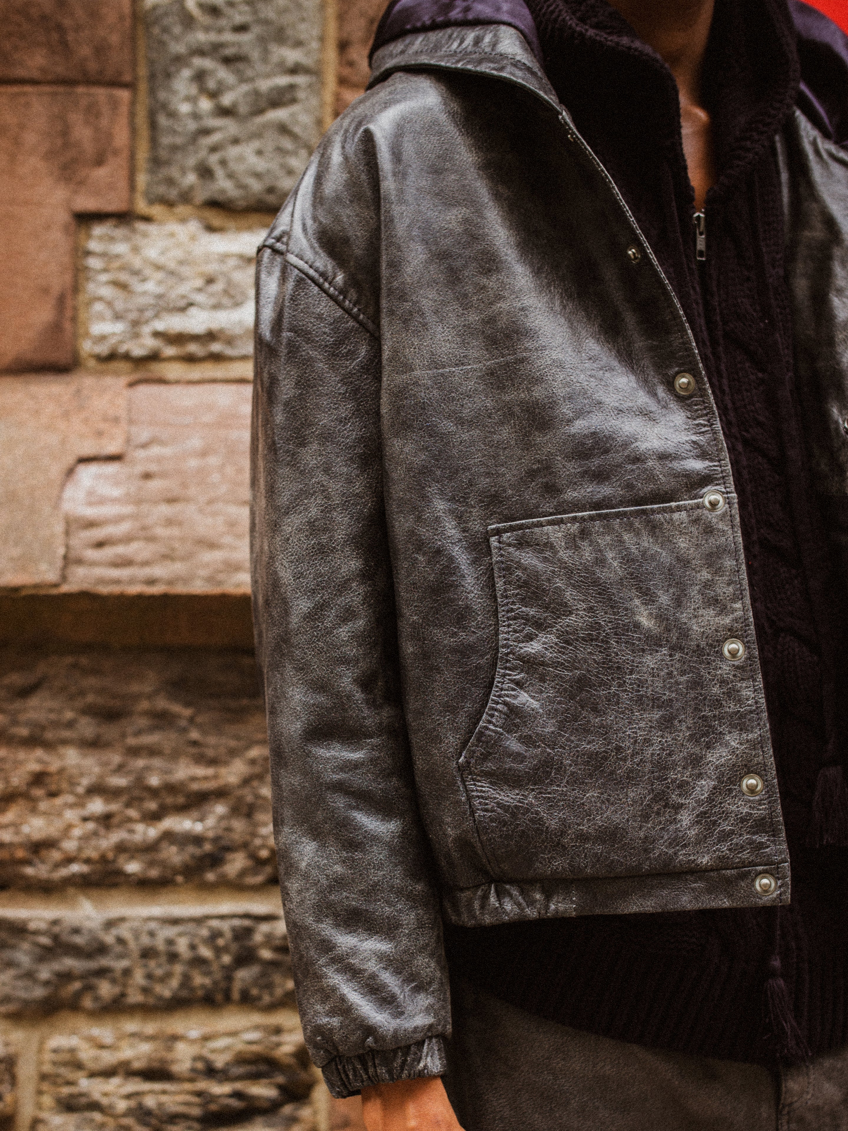 Distressed Genuine Leather Hoodie | Modern Menswear by yycbvcnbmmnbm