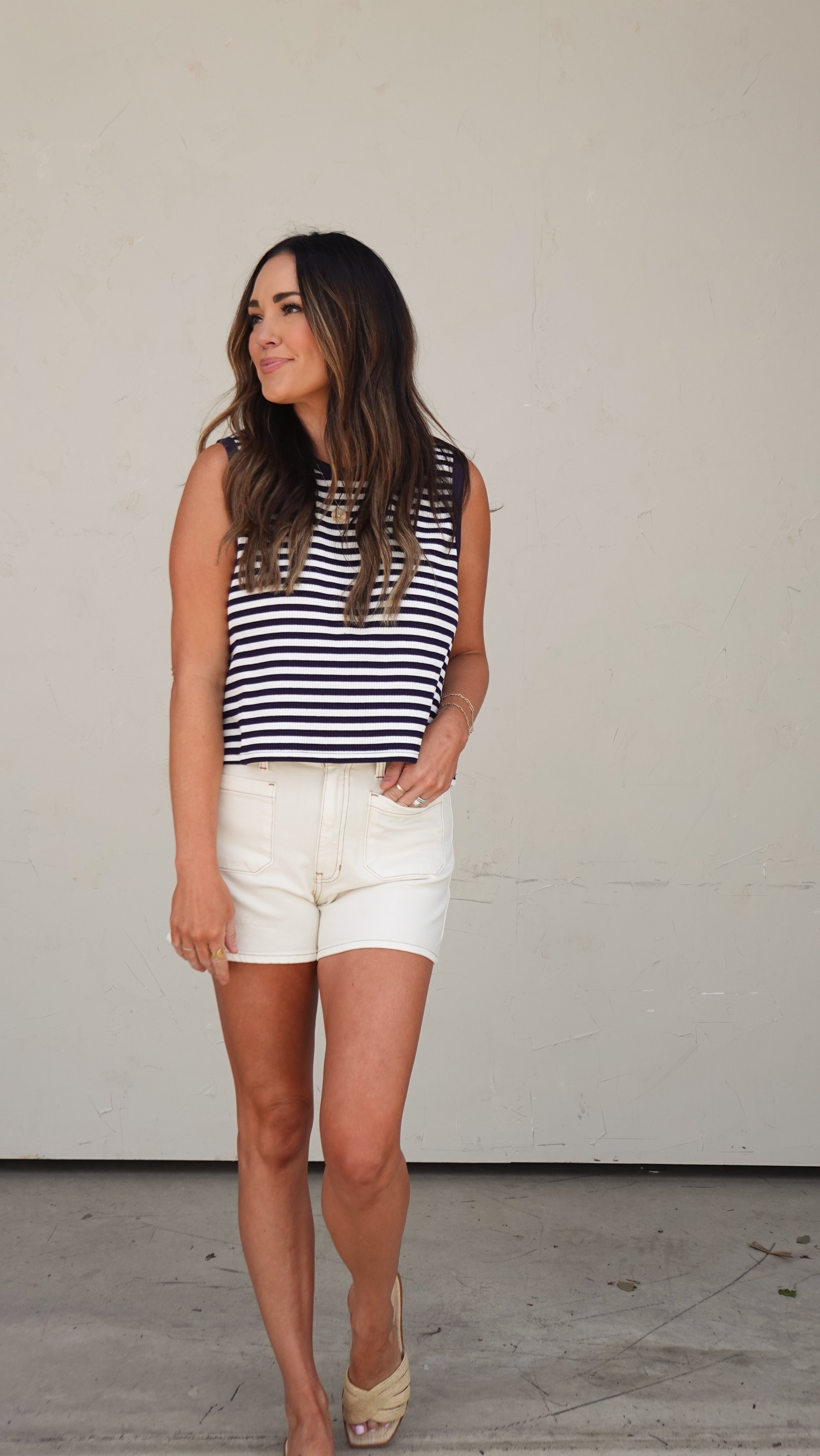 Ecru Patch Pocket Denim Shorts | Elegant Women's Fashion by coolavocek