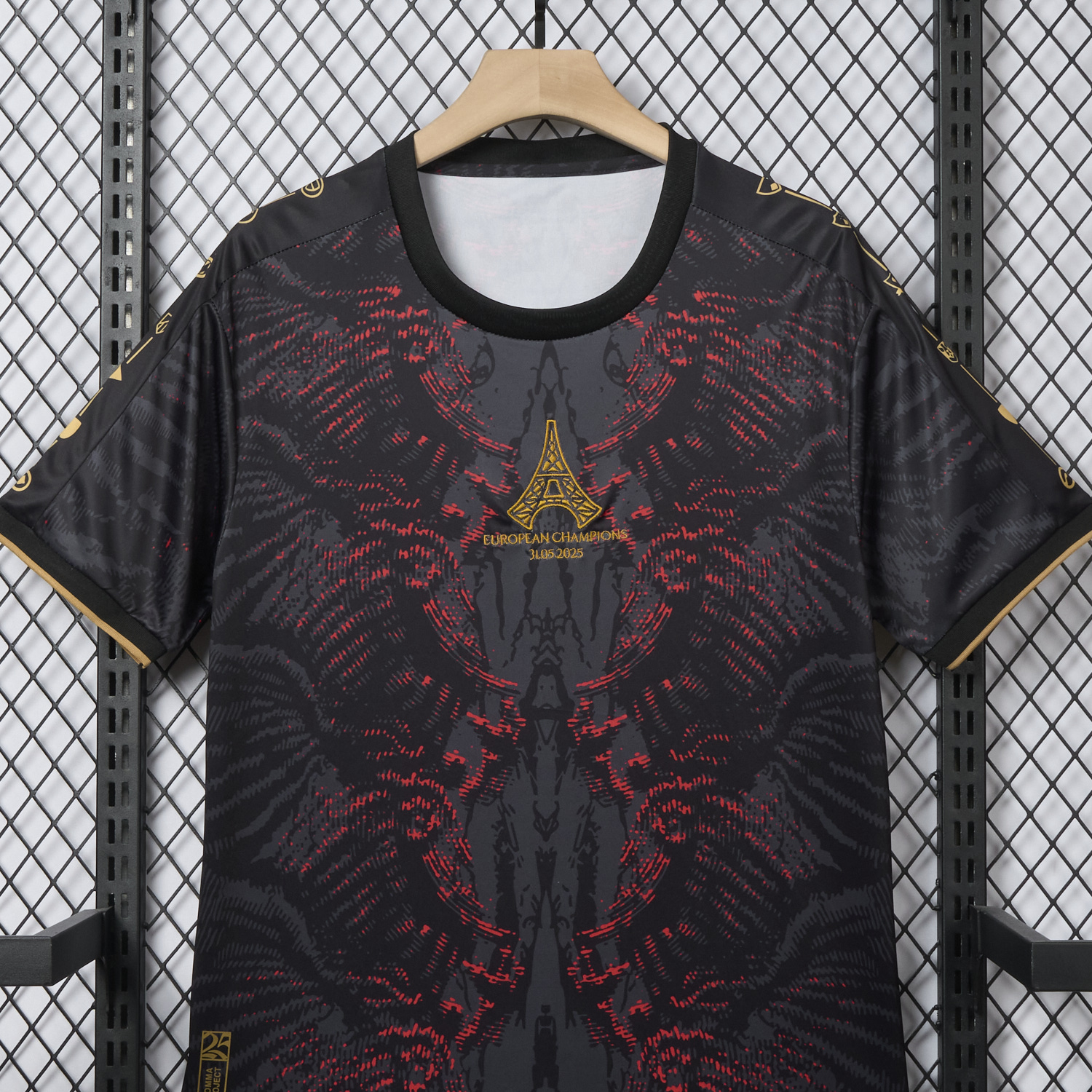 AlphaJersey-Paris Saint-Germain PSG 25-26 Champions League Commemorative Edition Black Red Eiffel Tower T-shirts