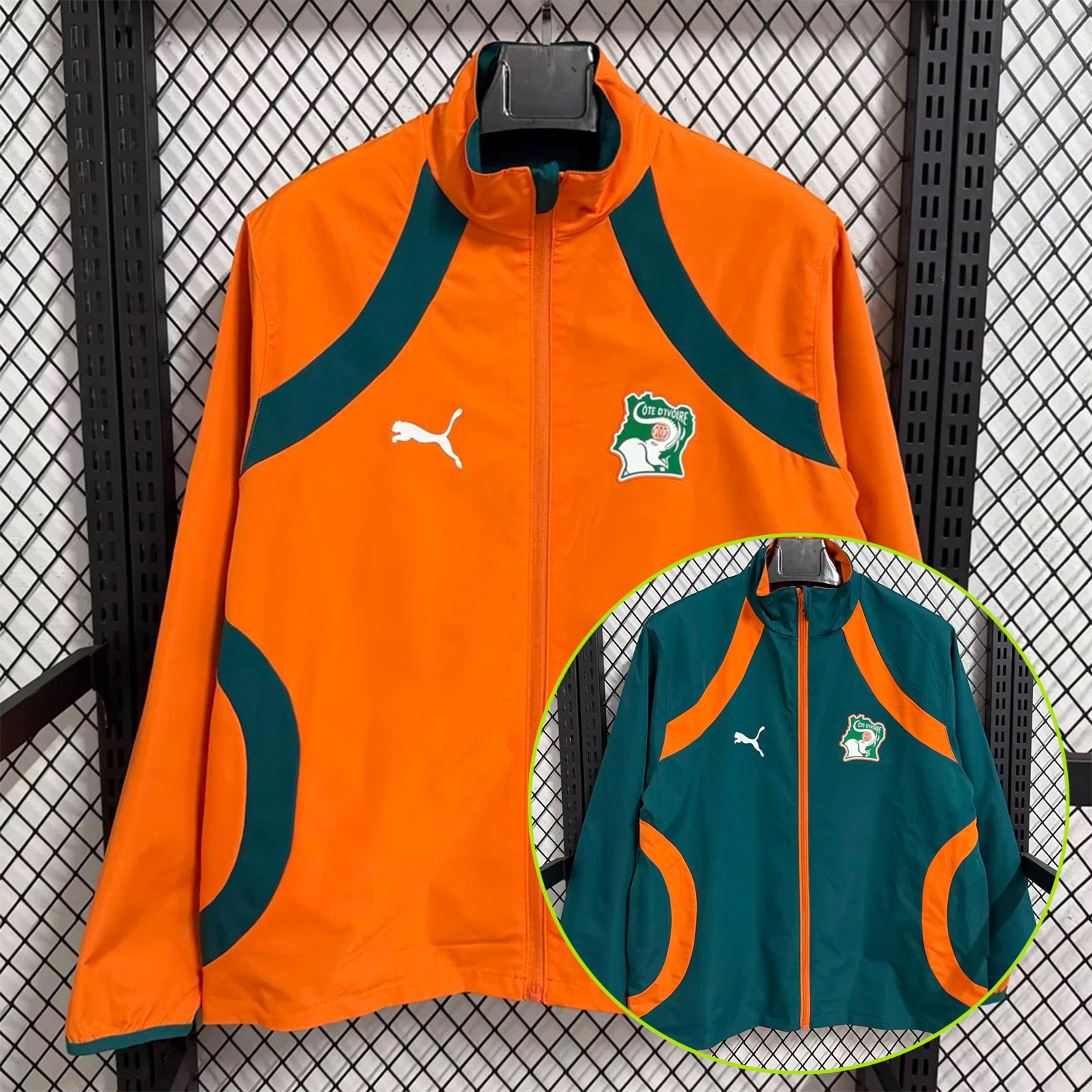 AlphaJersey-Ivory Coast 2026 Pre-Match Double Sided Reversible Windbreaker - Orange