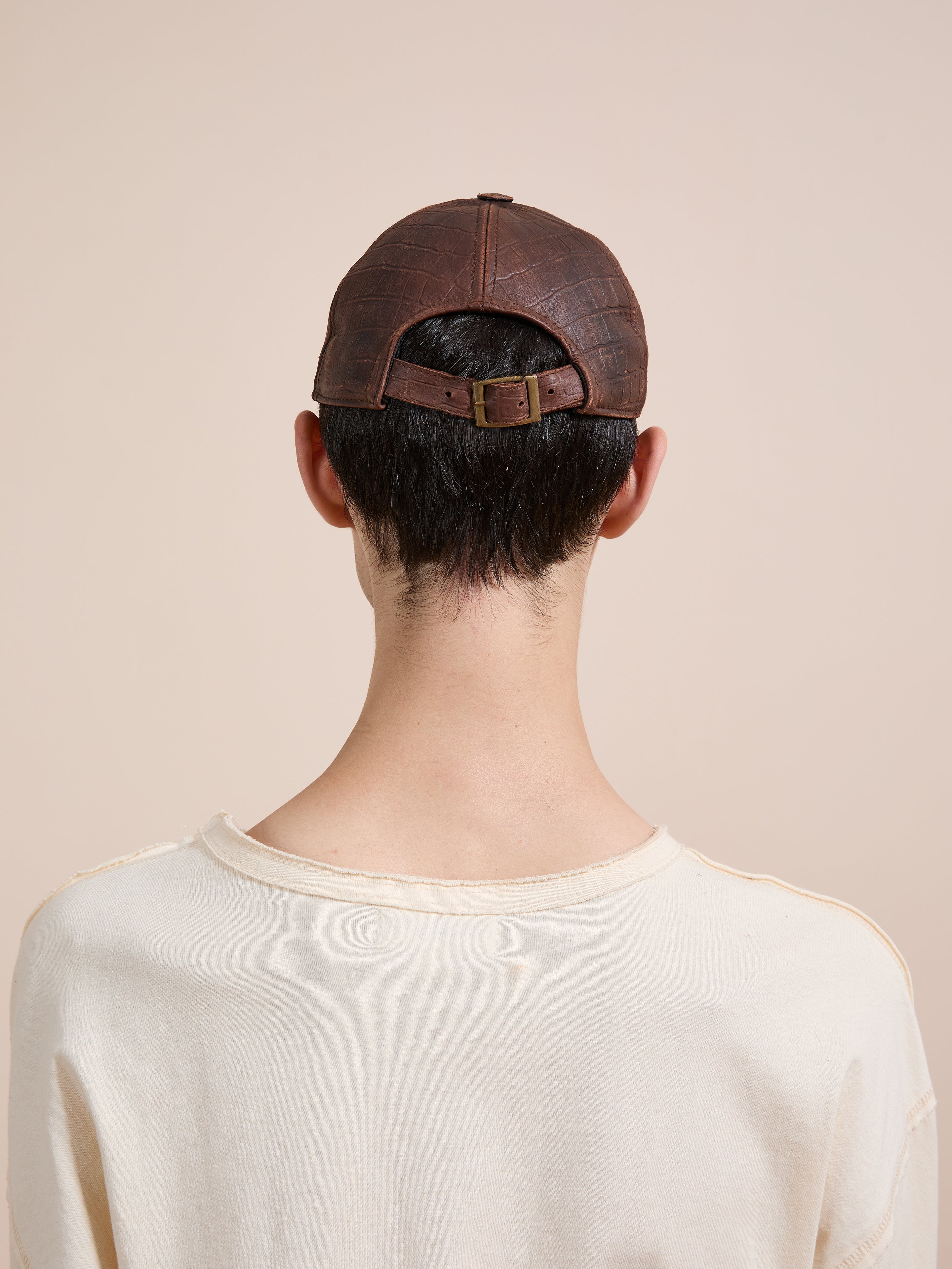 Croc Embossed Distressed Leather Cap | Modern Menswear by yycbvcnbmmnbm