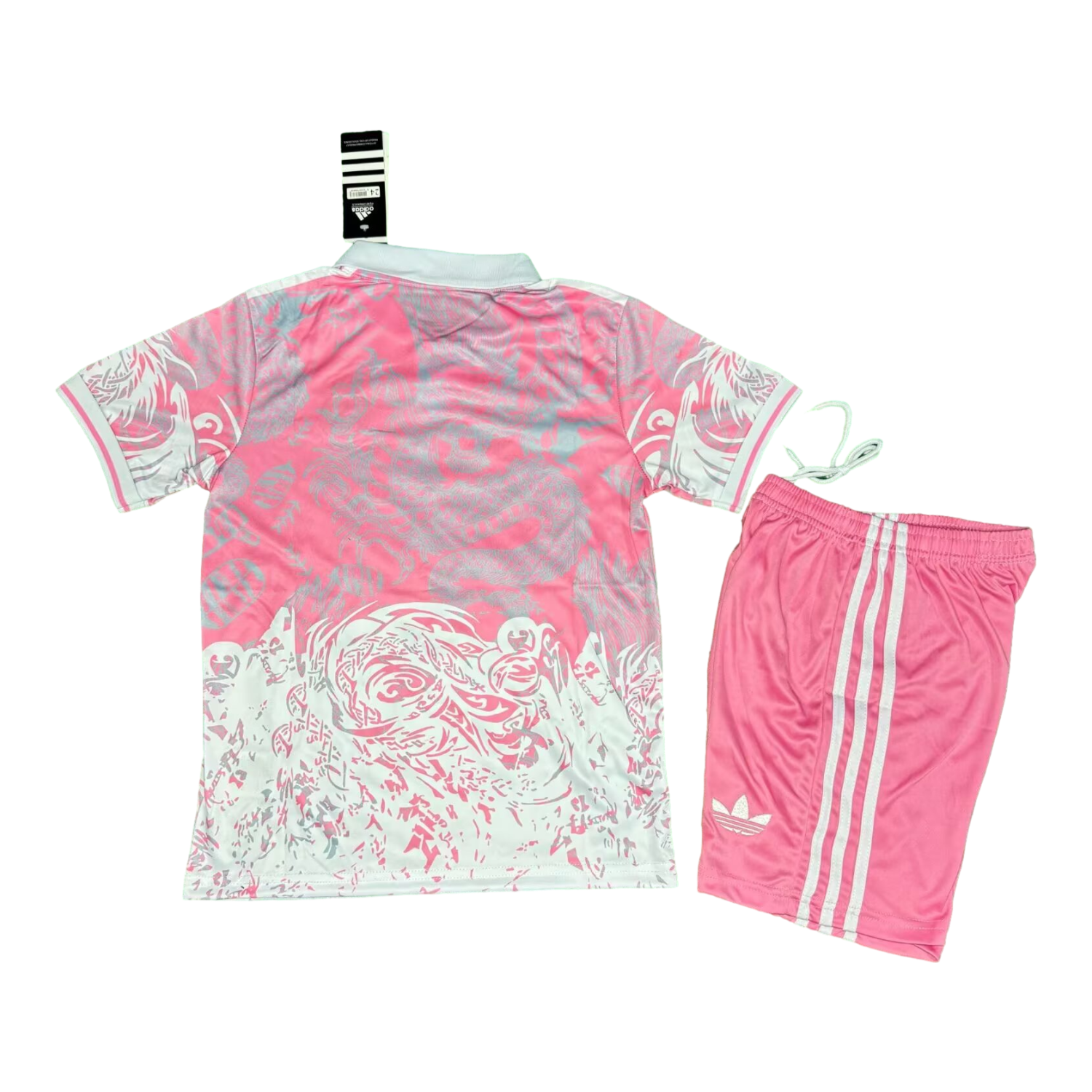 AlphaJersey-Real Madrid 25-26 White Fire Dragon Pink Special Polo Kids Kit