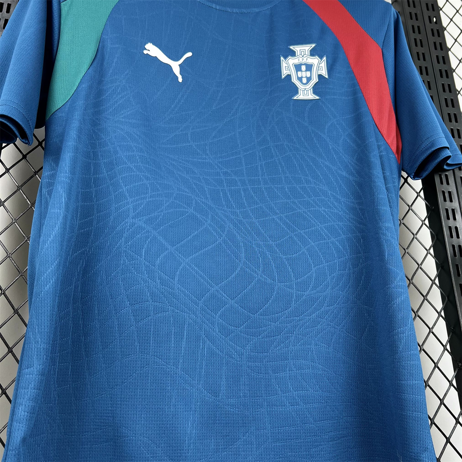 AlphaJersey-Portugal 2026 Muted Blue With Emerald Green Pre-Match Jersey - Fans Version