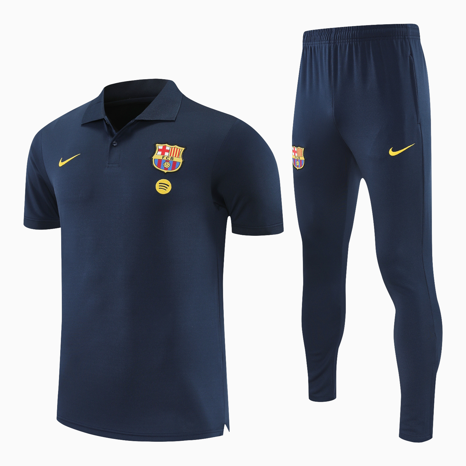 AlphaJersey-Barcelona 25-26 POLO Short-Sleeve Training Set - Dark Blue Top and Pants