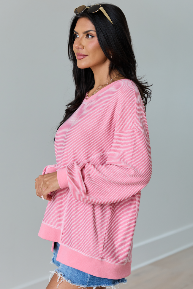 Melanie Pink Striped Pullover SALE | Elegant Women's Fashion by coolavocek
