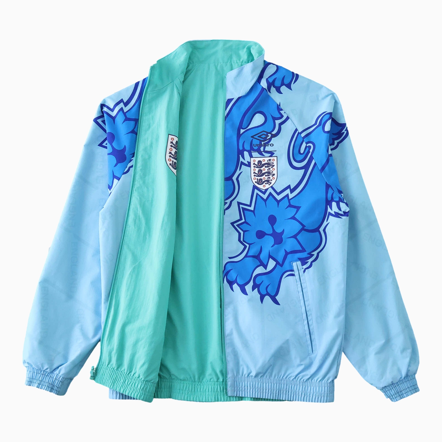 AlphaJersey-Retro England 1992 Third Double Sided Reversible Windbreaker - Blue & Green