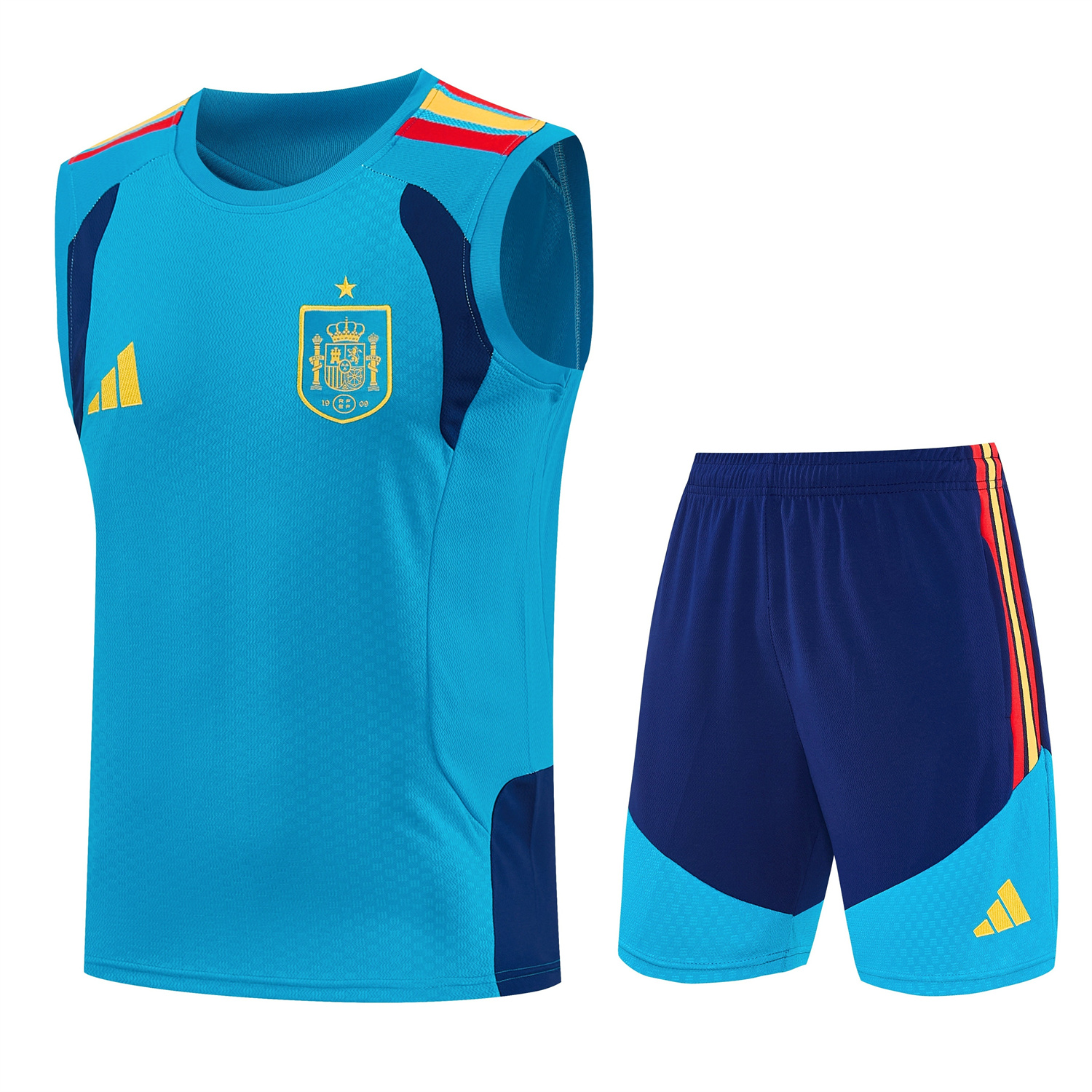 AlphaJersey-Spain 2026 Vest Training Set - Lake Blue Vest and Dark Blue Shorts
