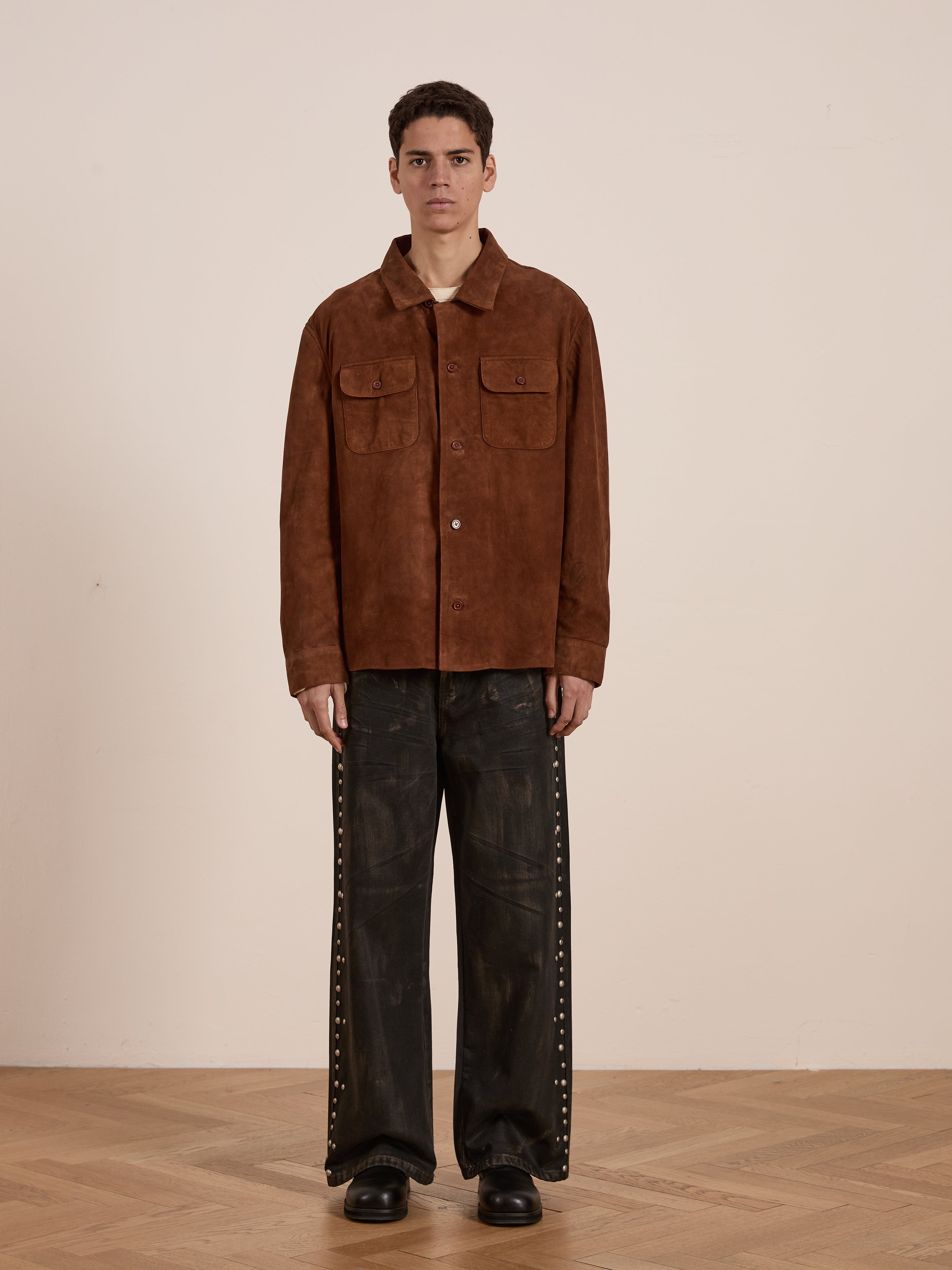 Suede Leather Camp Shirt | Modern Menswear by yycbvcnbmmnbm