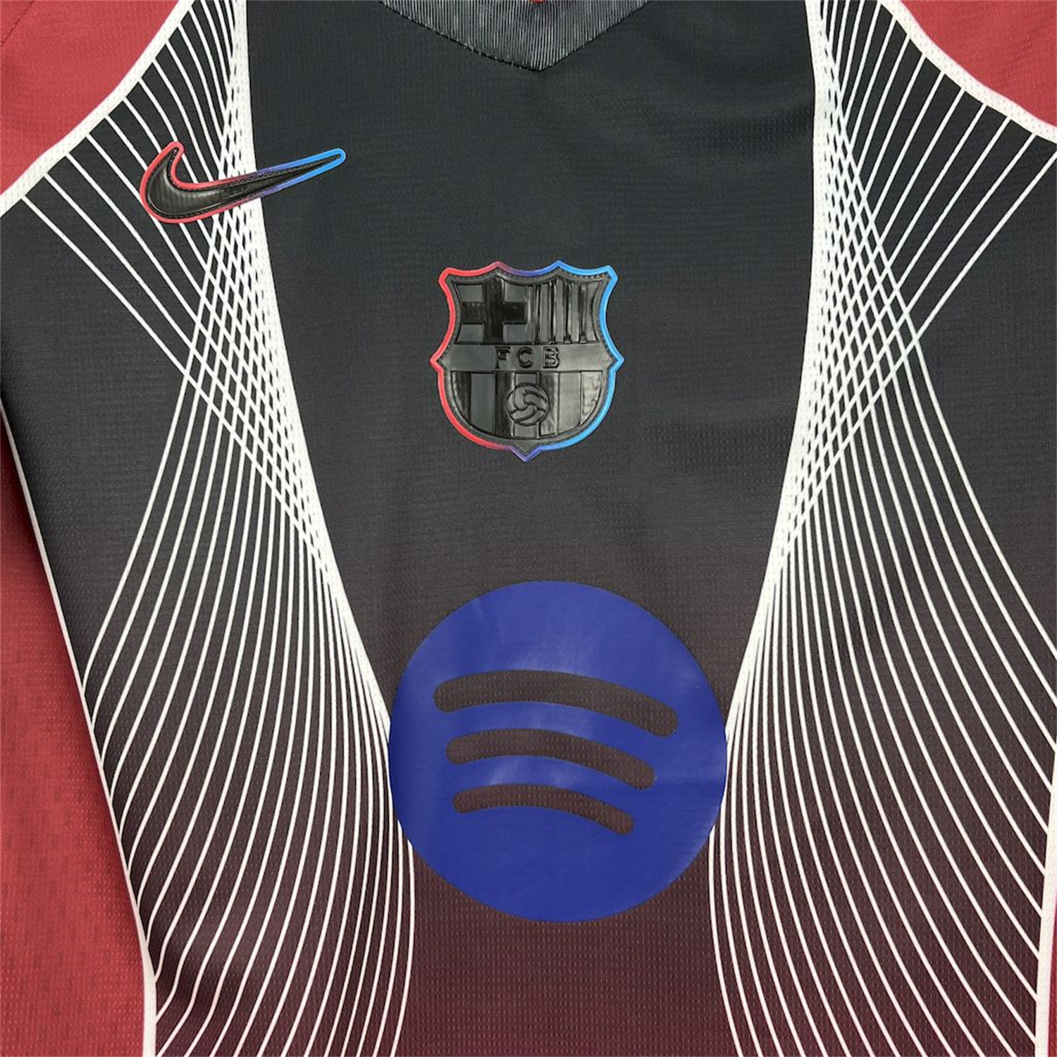 AlphaJersey-Barcelona 25-26 T90 Red Black Gradient and White Lines Special Jersey - Fans Version