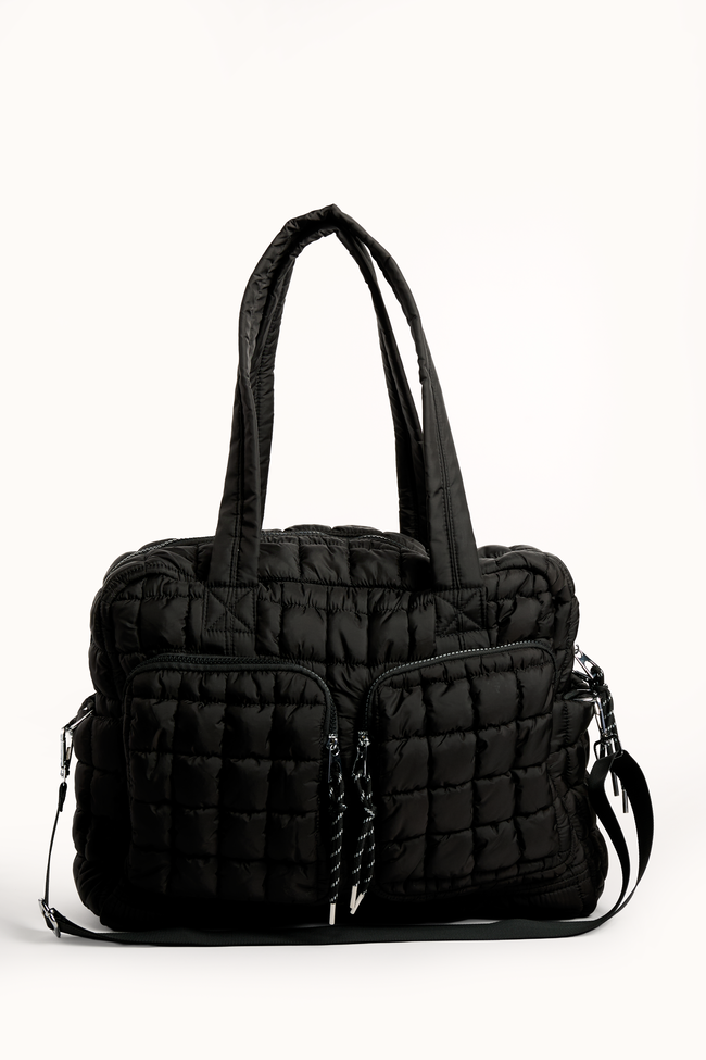 Haylie Black Quilted Weekender Bag | Elegant Women's Fashion by coolavocek