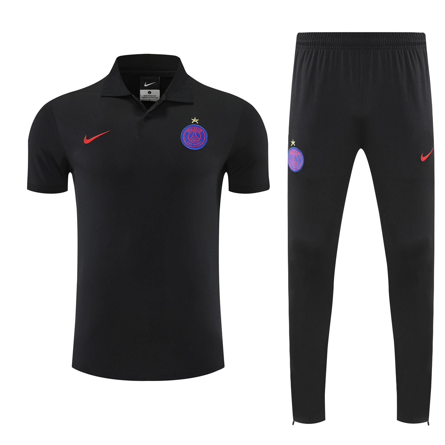 AlphaJersey-Paris Saint-Germain PSG 25-26 POLO Short-Sleeve Training Set - Black Top and Pants