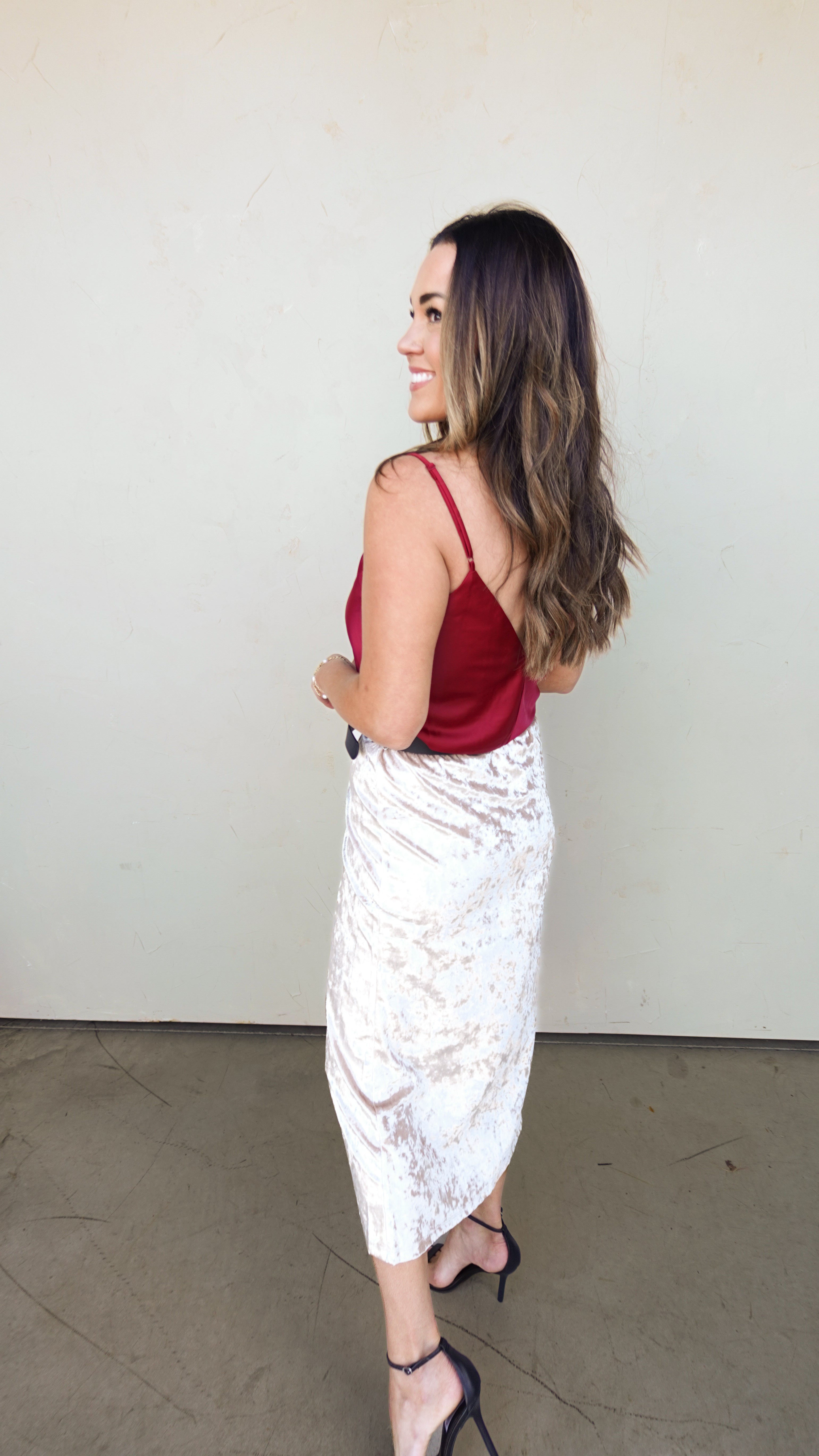 Burgundy Satin Cowl Neck Tank | Elegant Women's Fashion by coolavocek
