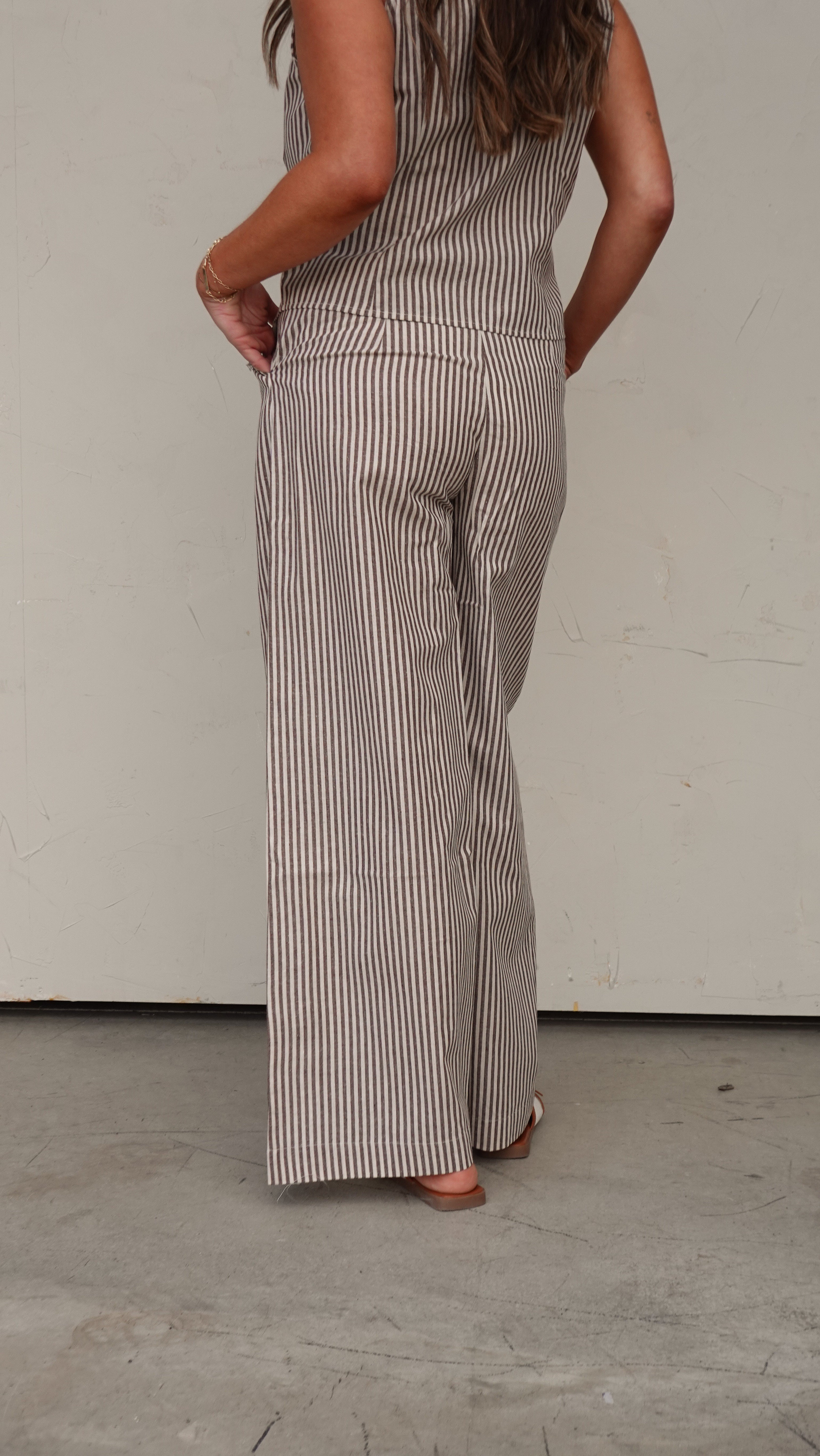 Brown Striped Wide-Leg Trouser | Elegant Women's Fashion by coolavocek