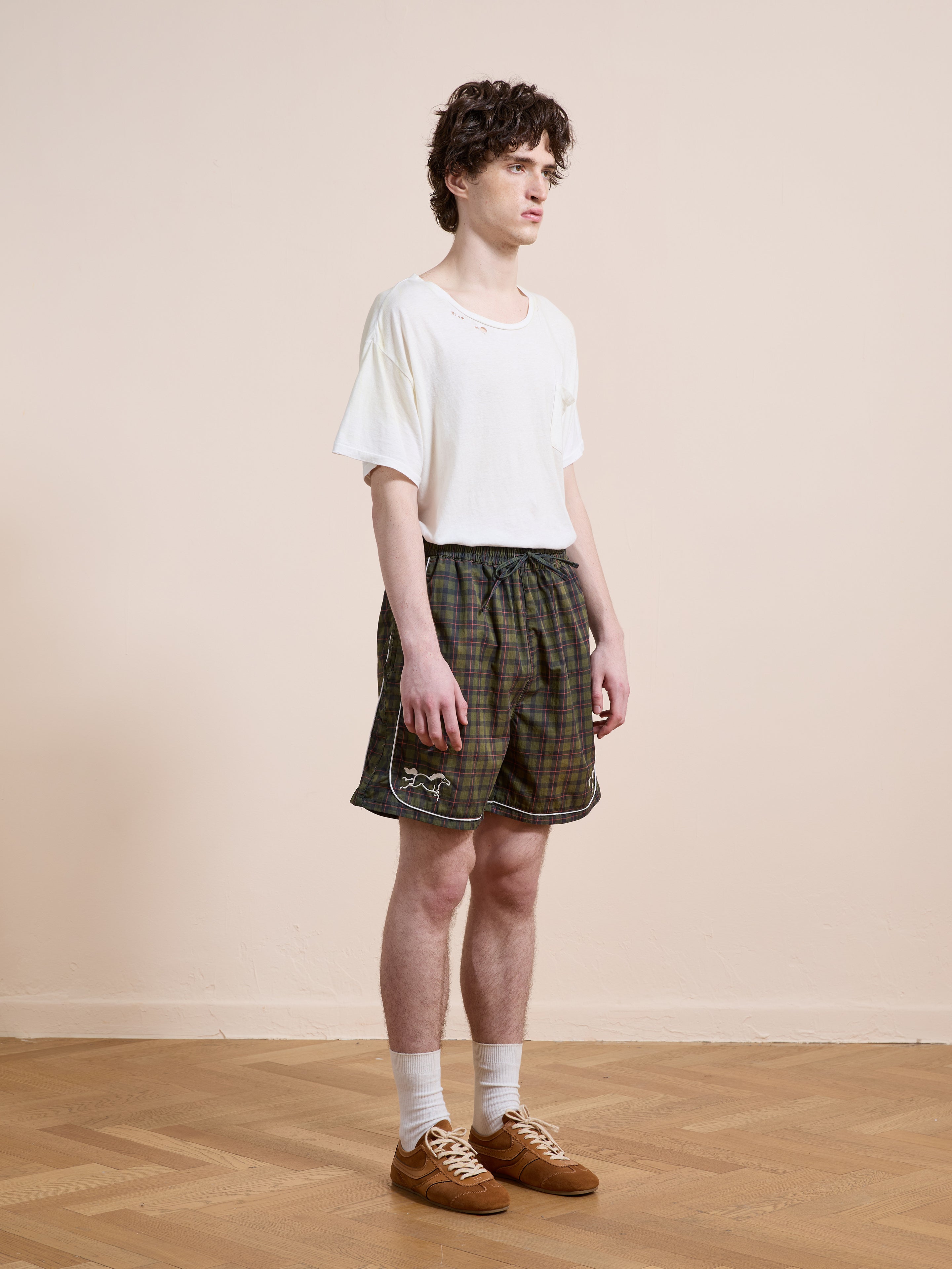 Forest Plaid Track Shorts | Modern Menswear by yycbvcnbmmnbm