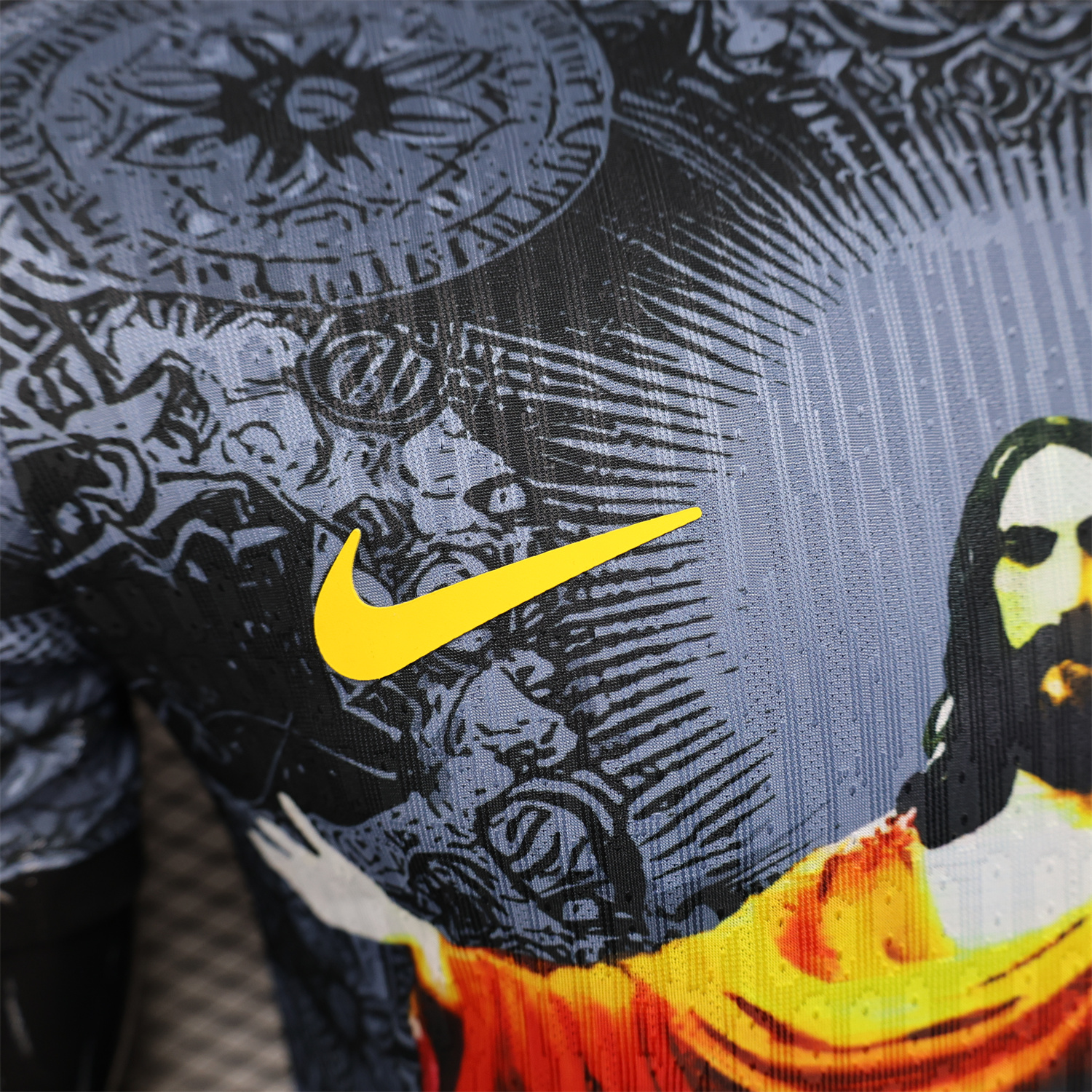 AlphaJersey-Brazil 25-26 Colorful Jesus Statue Special Black Jersey - Player Version