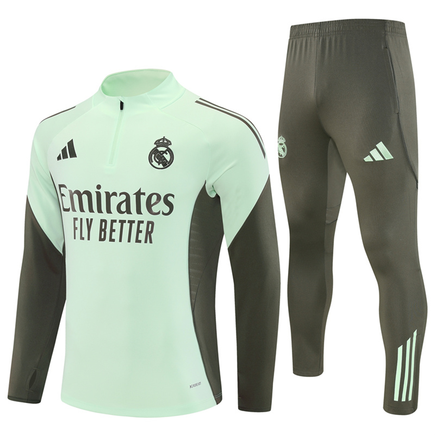 AlphaJersey-Real Madrid 25-26 Long Sleeve Training Set - Light Green Top & Army Green Pants