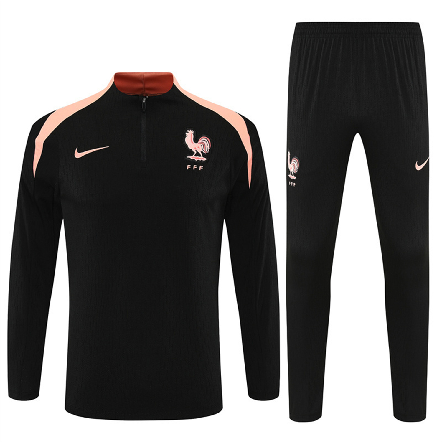 AlphaJersey-France 25-26 Long Sleeve Training Set - Player Version - Black Top and Pants