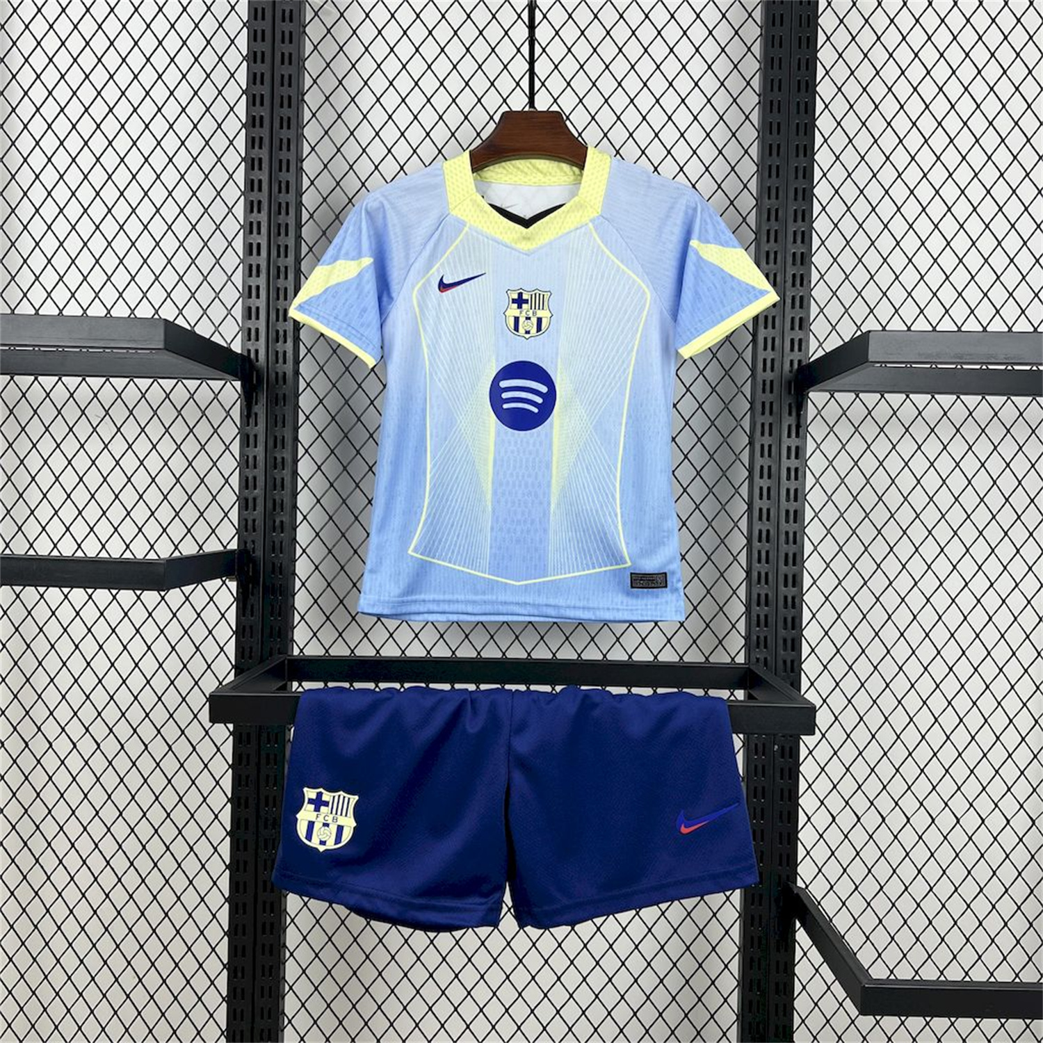 AlphaJersey-Barcelona 25-26 T90 White Lines Light Blue Gradient Special Kids Kit