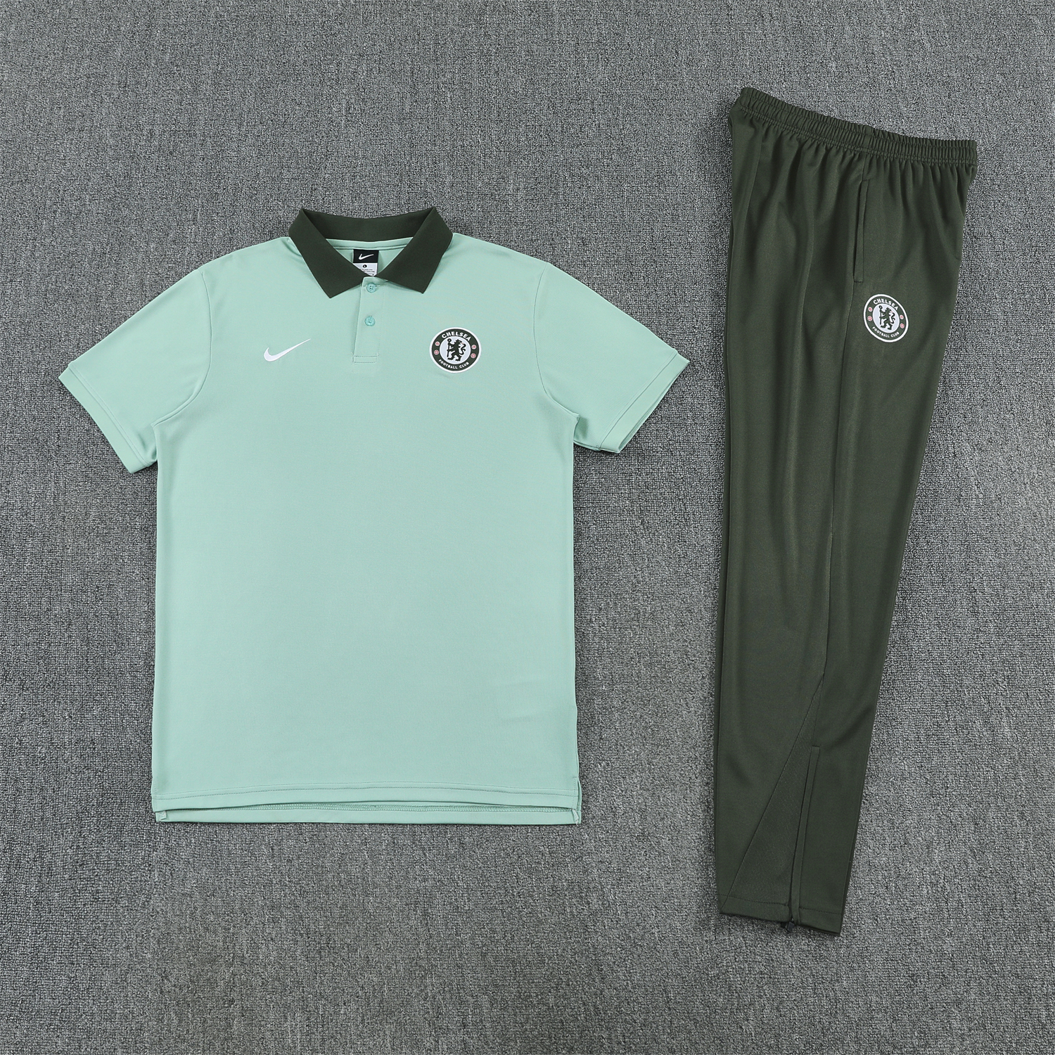 AlphaJersey-C.H.E.L.S.E.A 25-26 POLO Short-Sleeve Training Set - Light Green Top and Dark Green Pants