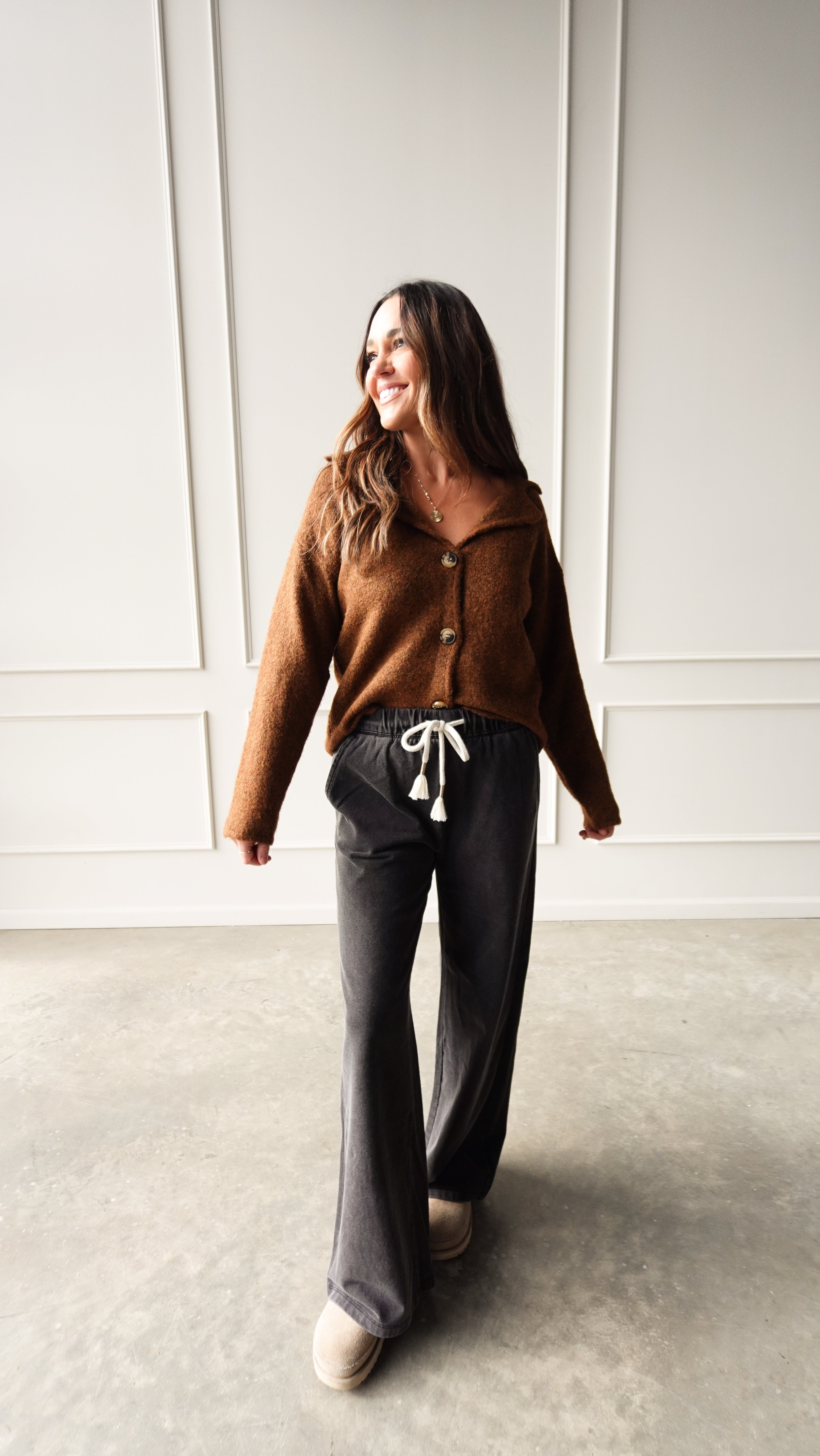 Camel Knit Collared Cardigan | Elegant Women's Fashion by coolavocek