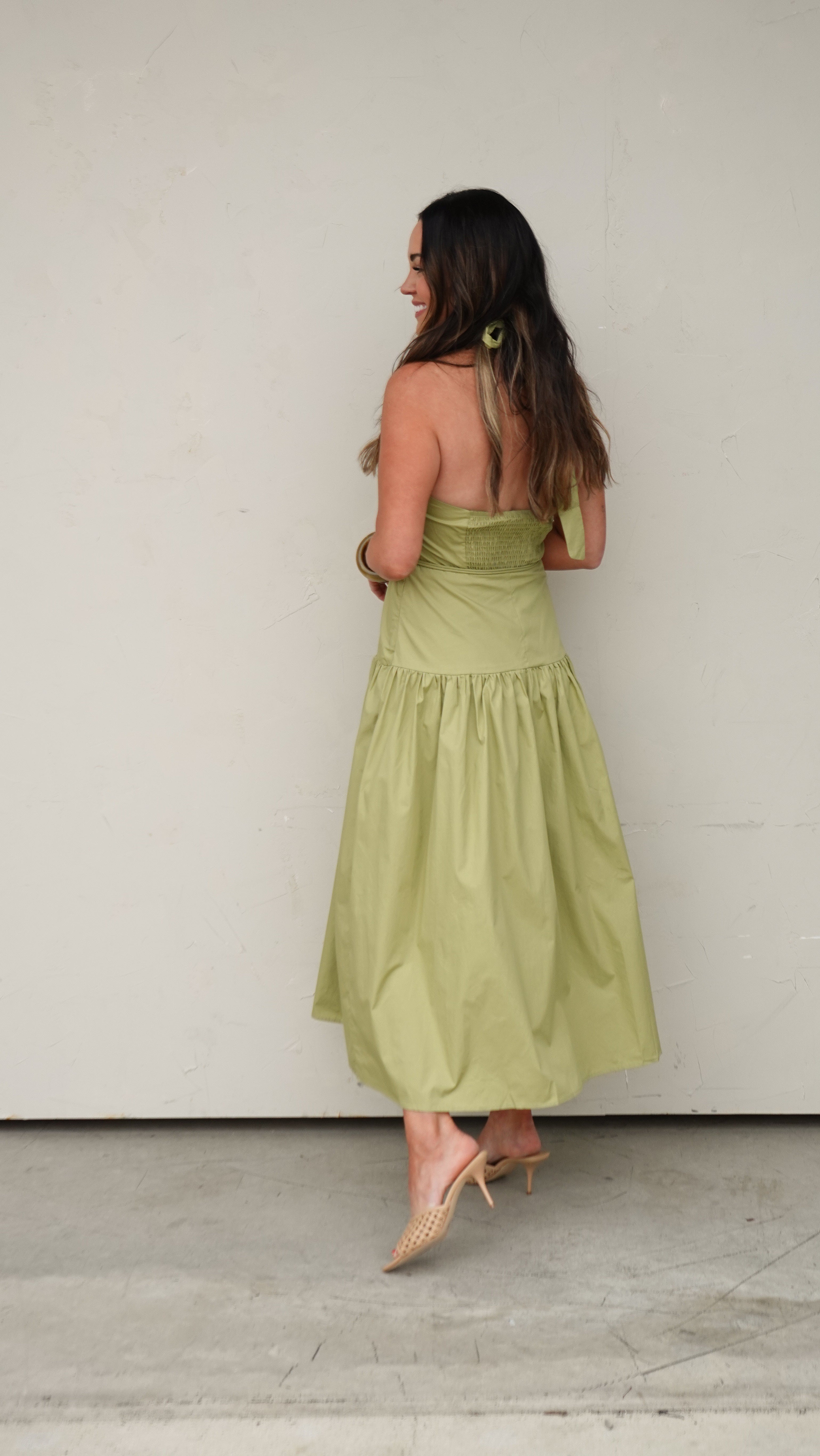 Pistachio Halter Maxi Dress | Elegant Women's Fashion by coolavocek