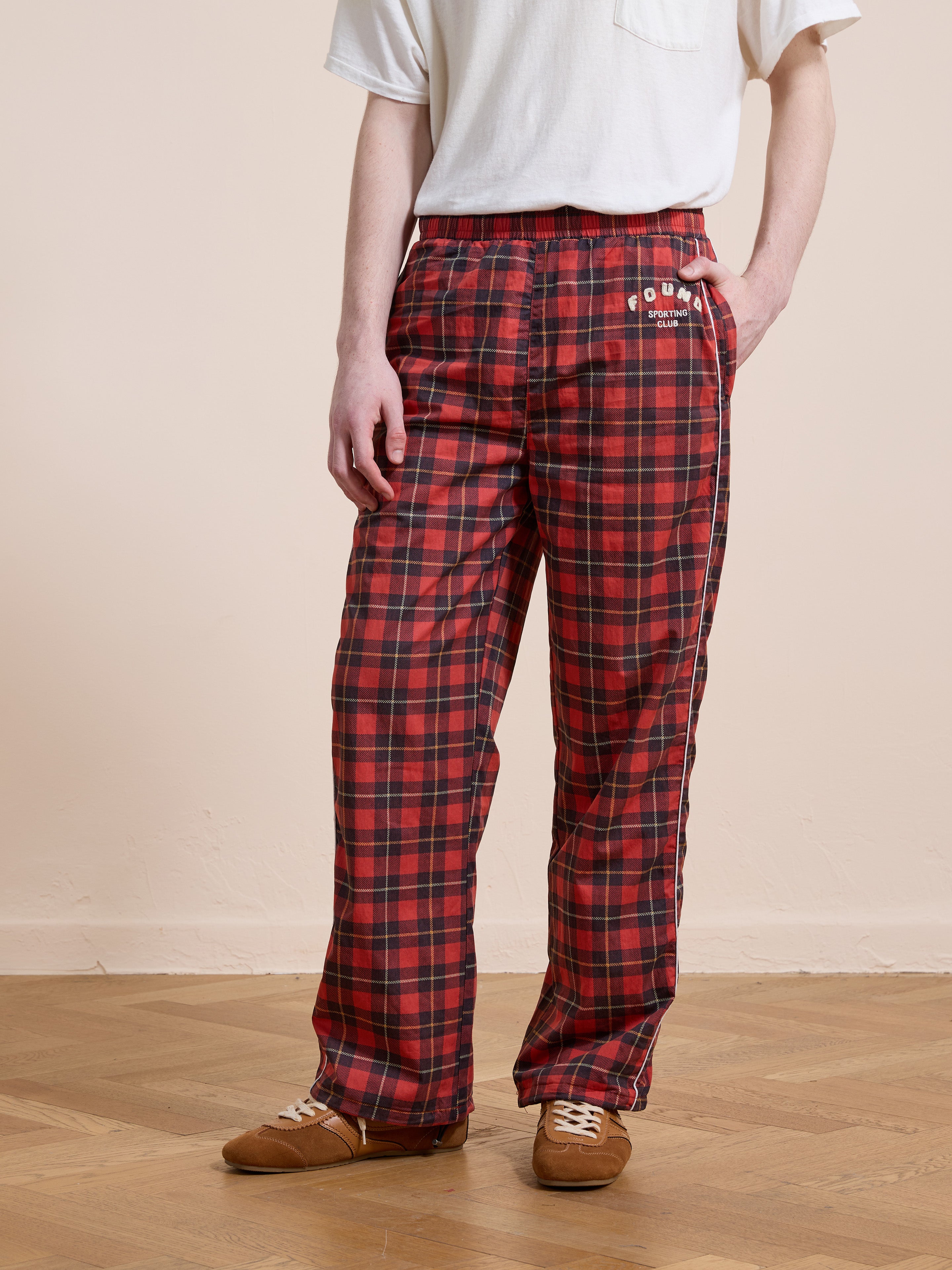 Red Plaid Track Pants | Modern Menswear by yycbvcnbmmnbm