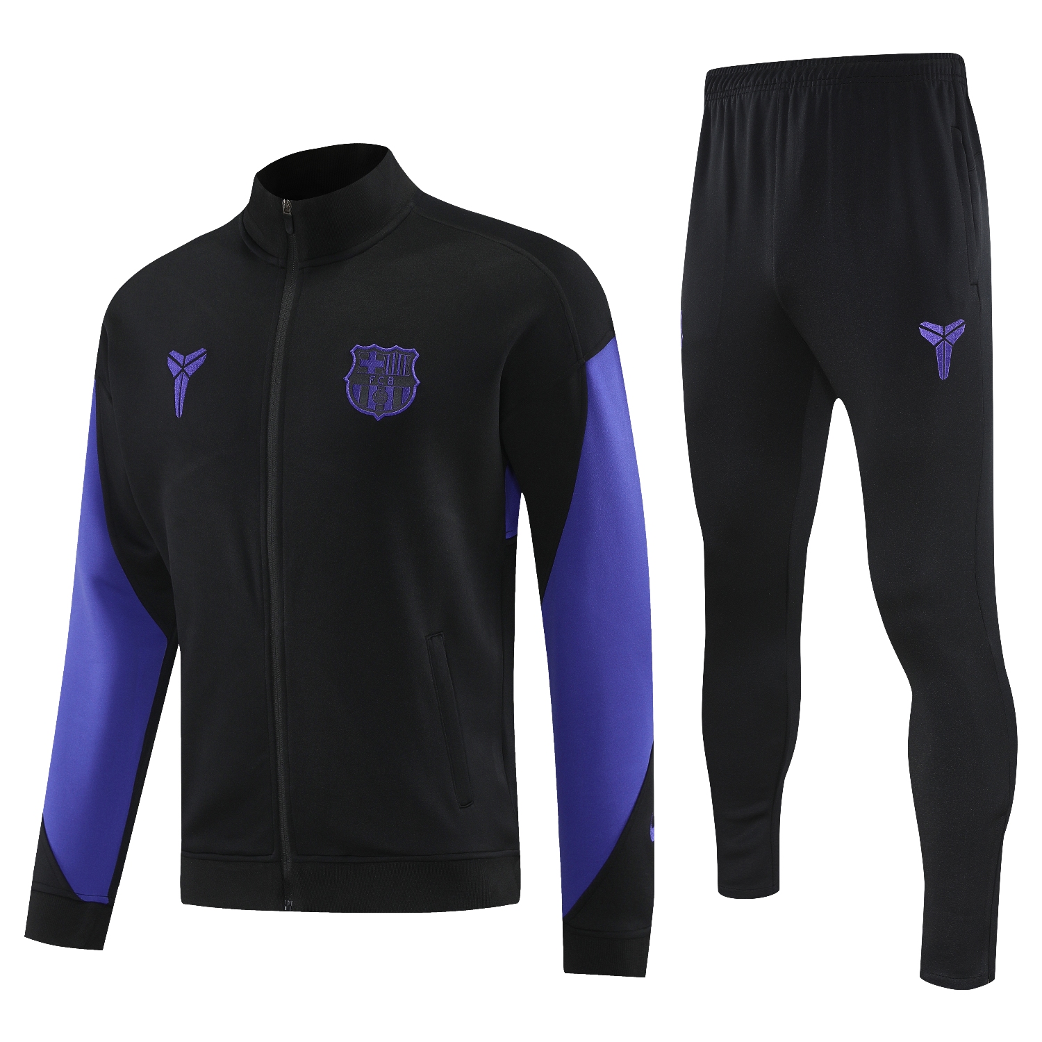 AlphaJersey-Barcelona 25-26 Jacket Training Tracksuit - Black Purple Jackets & Black Pants