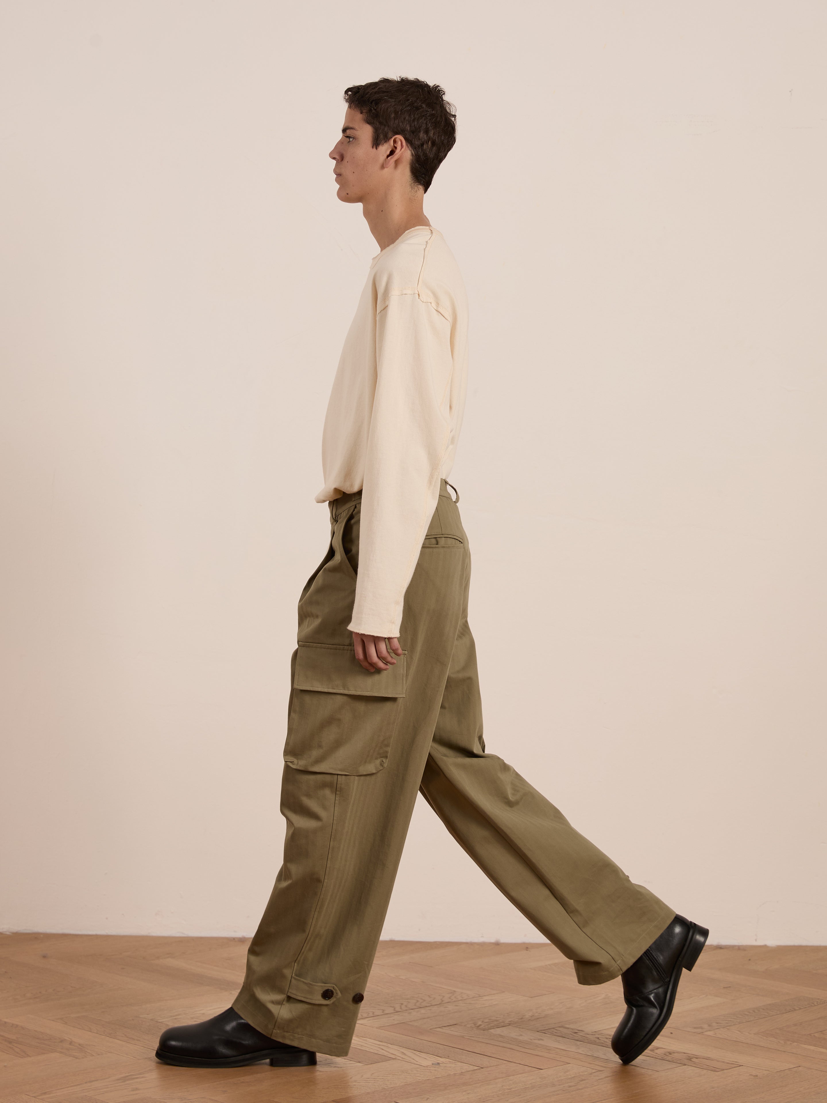 Hava Herringbone Pleated Cargo Trousers | Modern Menswear by yycbvcnbmmnbm