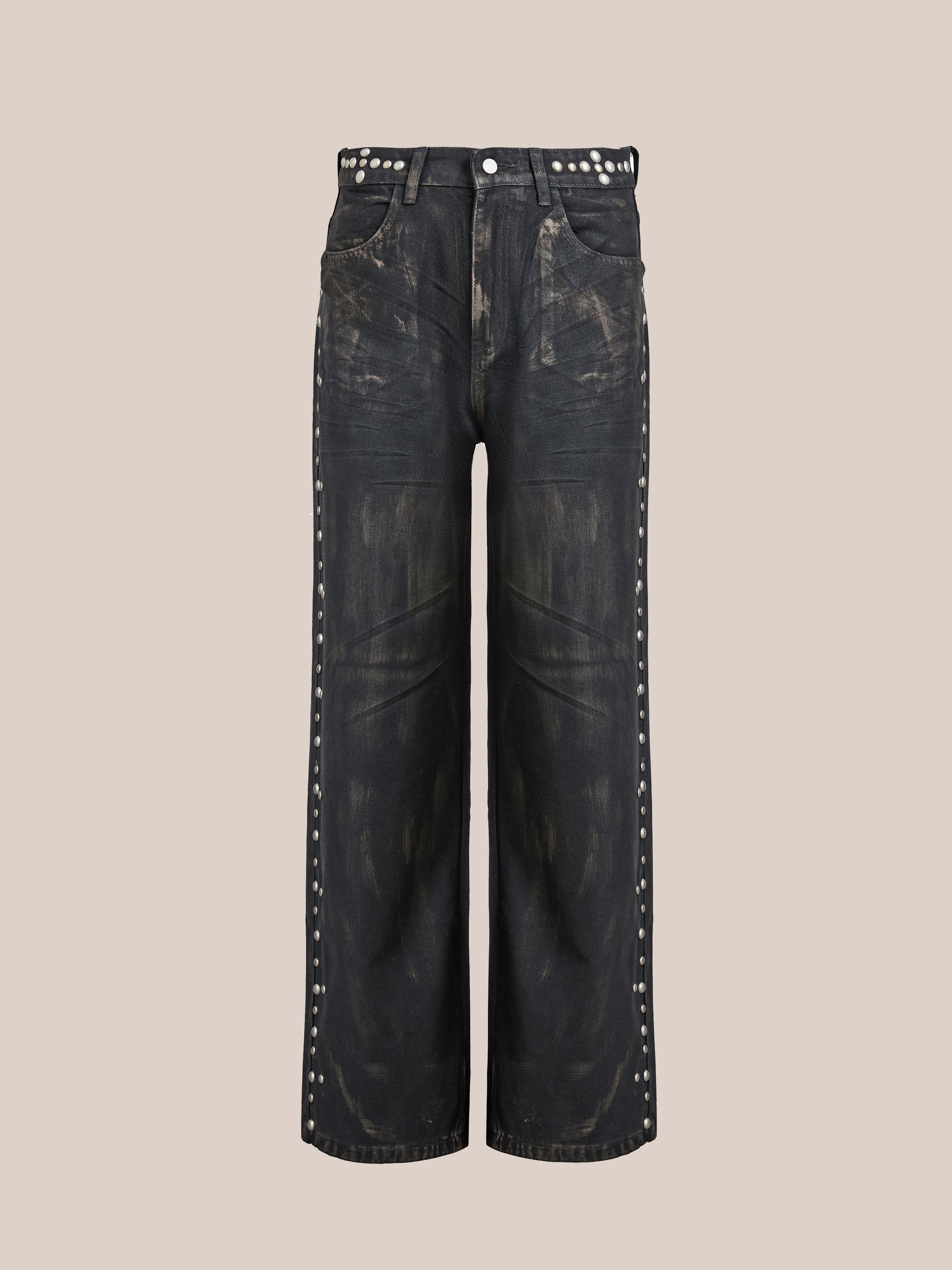 Waxed Studded Jeans | Modern Menswear by yycbvcnbmmnbm
