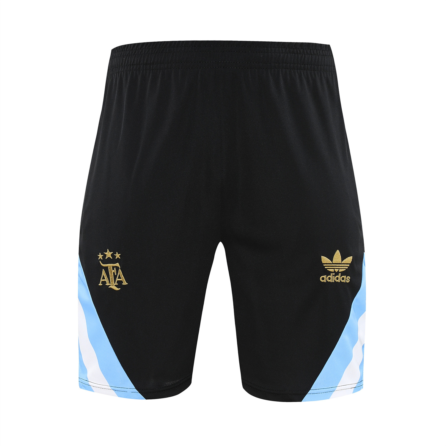 AlphaJersey-Argentina 25-26 Short-Sleeve Training Set - Blue Stripes Black Top & Black Shorts