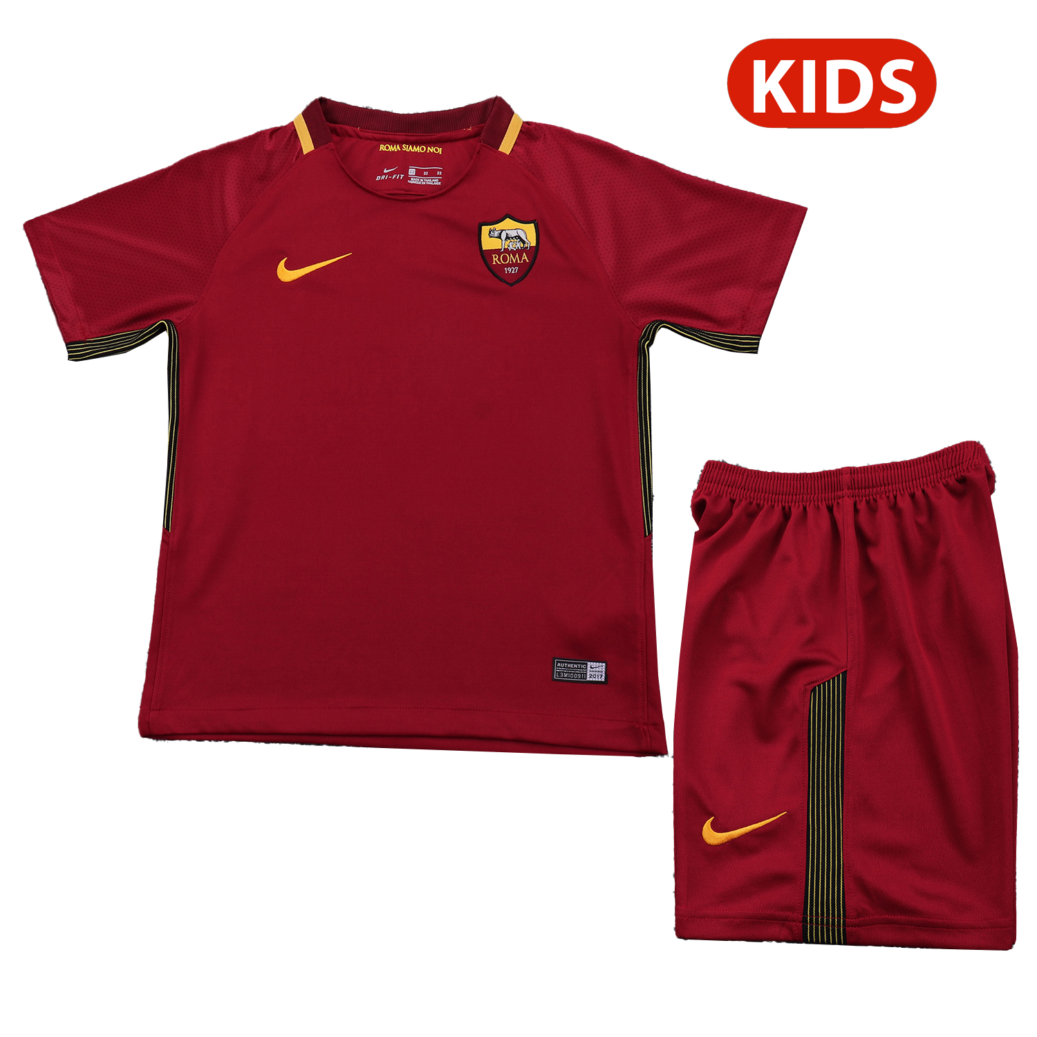 AlphaJersey-Retro Roma 2017-18 Home Kids Kit