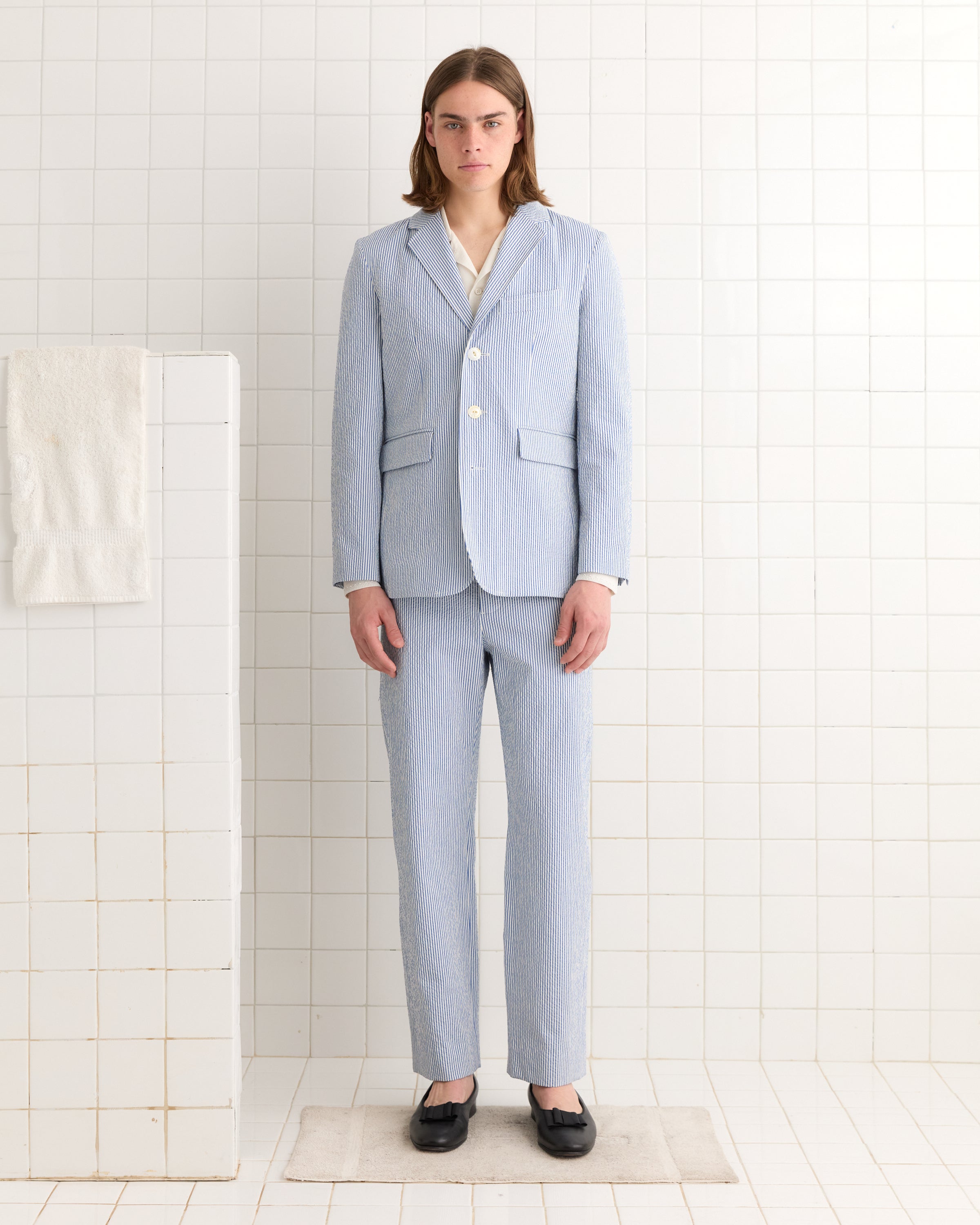 Club Stripe Single-Breasted Suit Jacket - Blue/White | Modern Menswear by yycbvcnbmmnbm