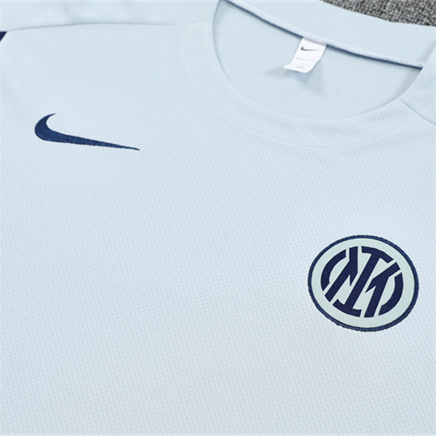 AlphaJersey-Inter Milan 25-26 Short-Sleeve Kids Training Set - Light Grey Top & Blue Shorts