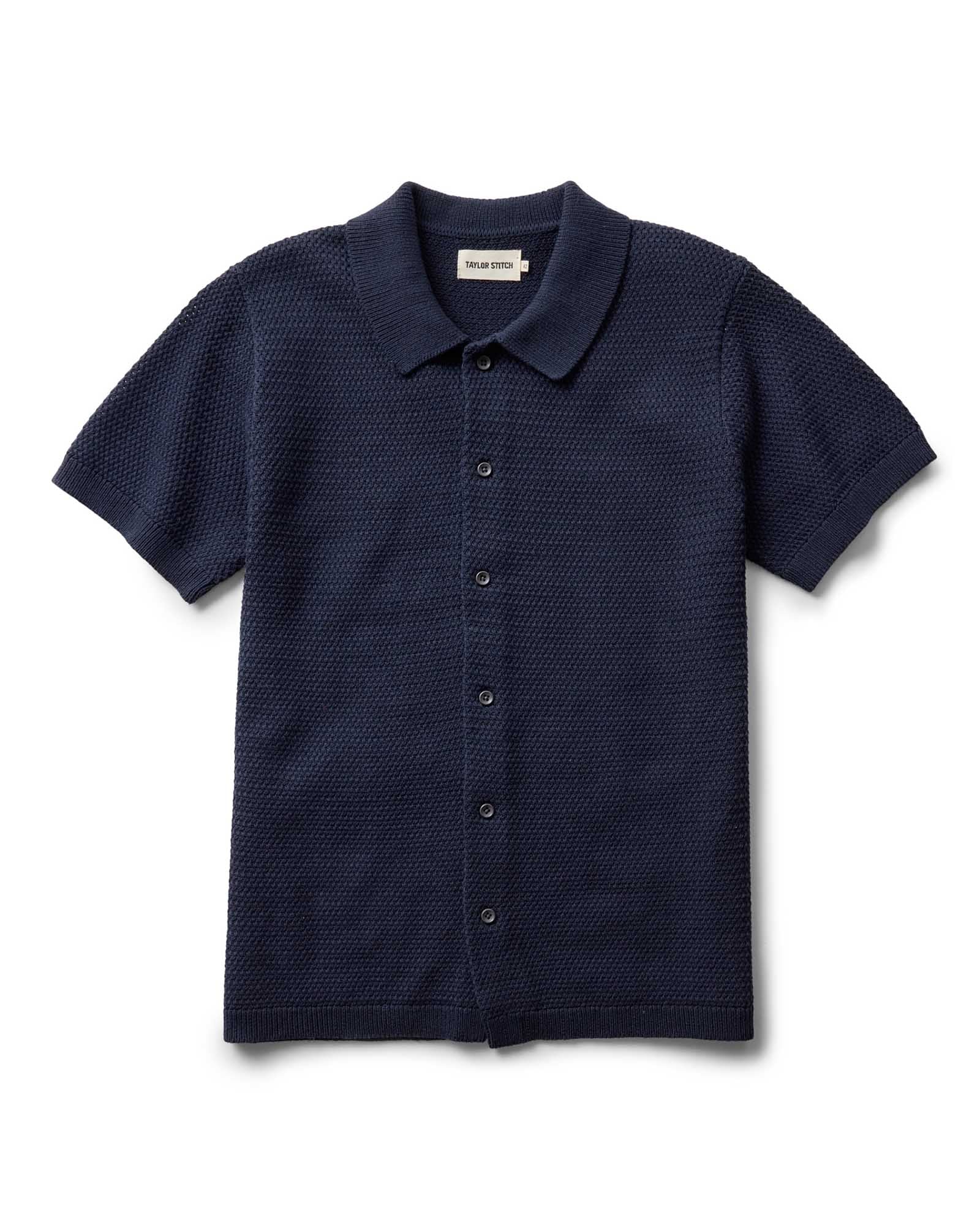The Button Down Polo in Dark Navy Crochet | Modern Menswear by yycbvcnbmmnbm