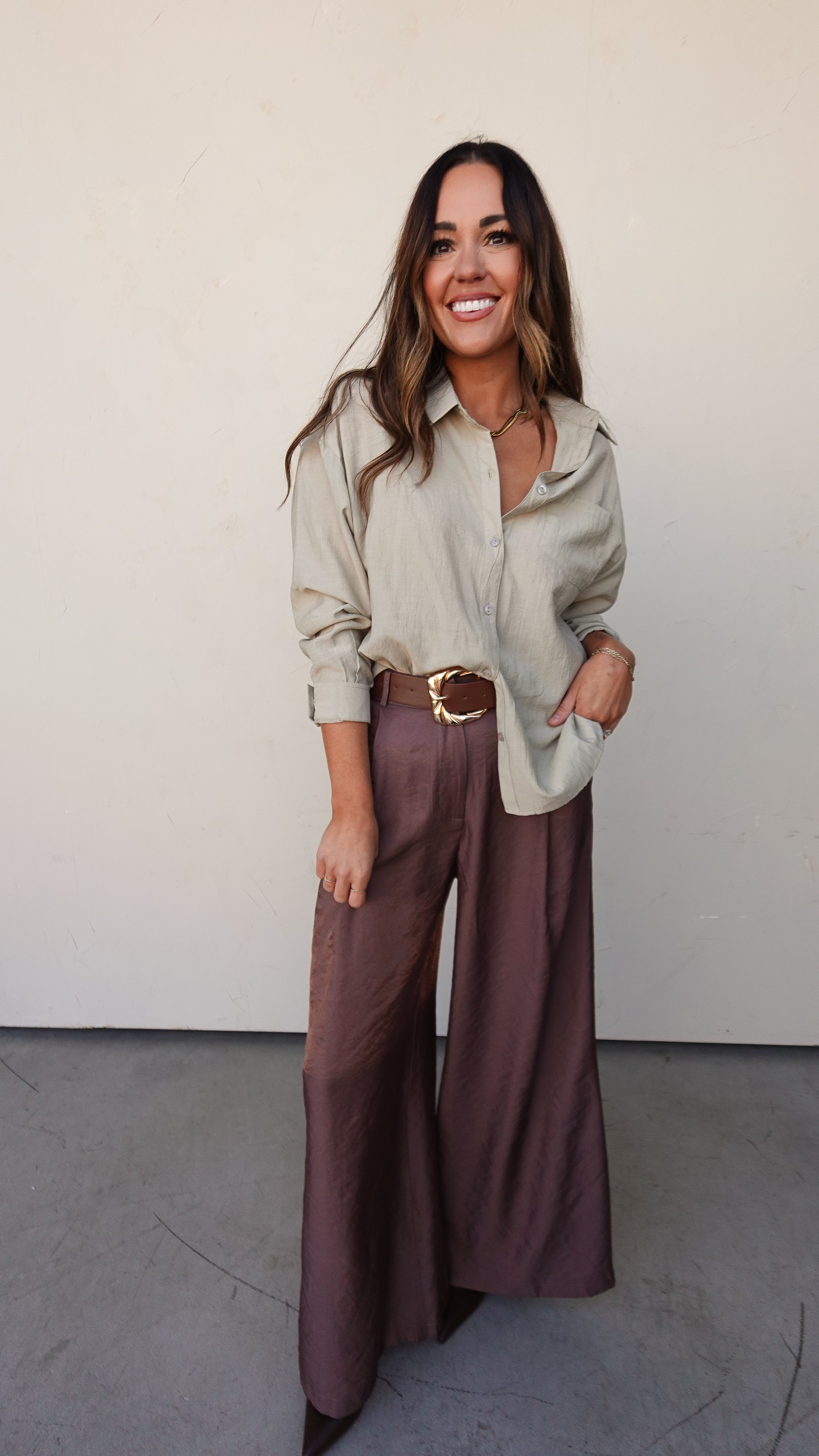 Sage Woven Button-Down Shirt | Elegant Women's Fashion by coolavocek