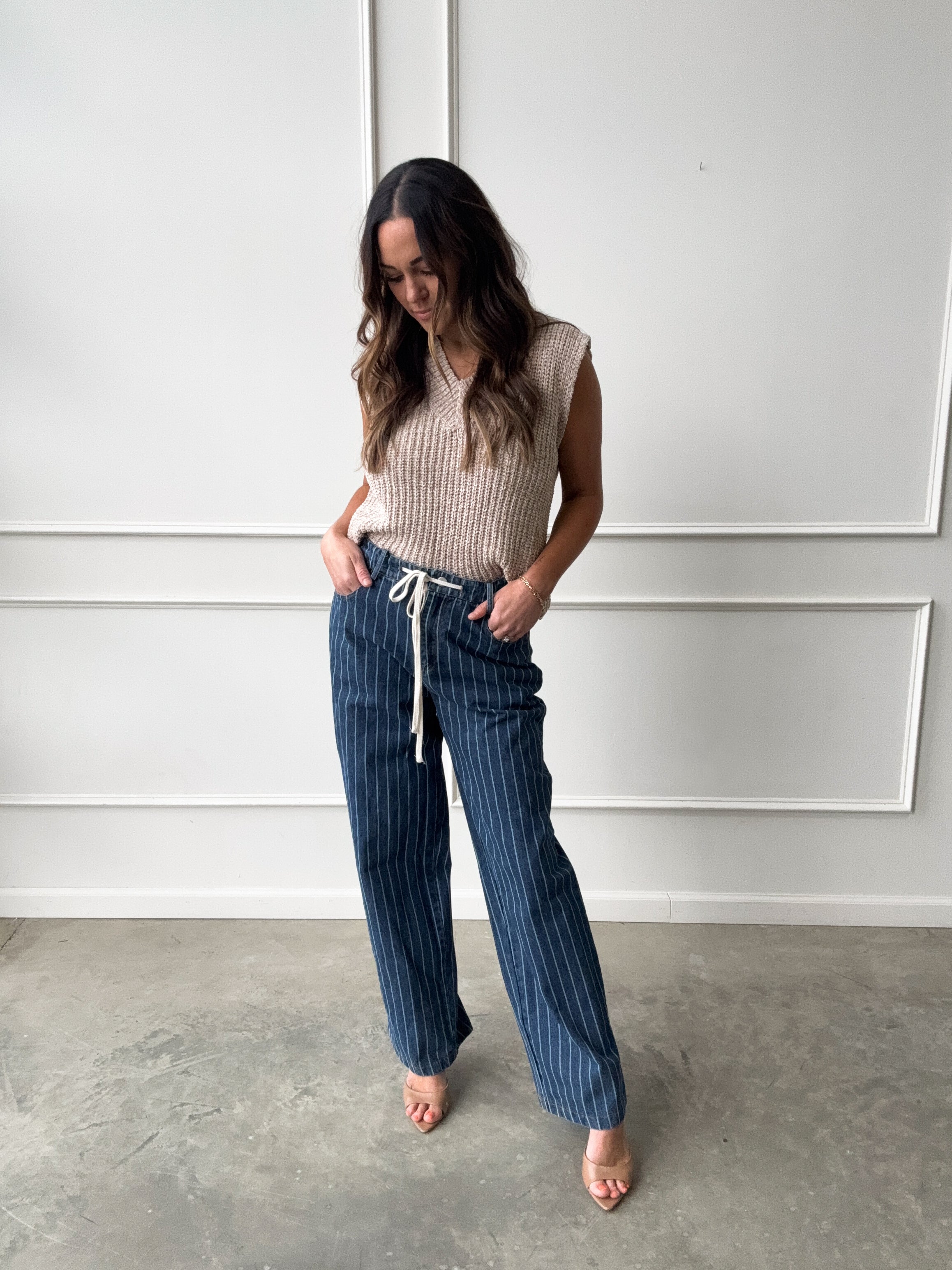 Tan Knit Sweater Vest | Elegant Women's Fashion by coolavocek