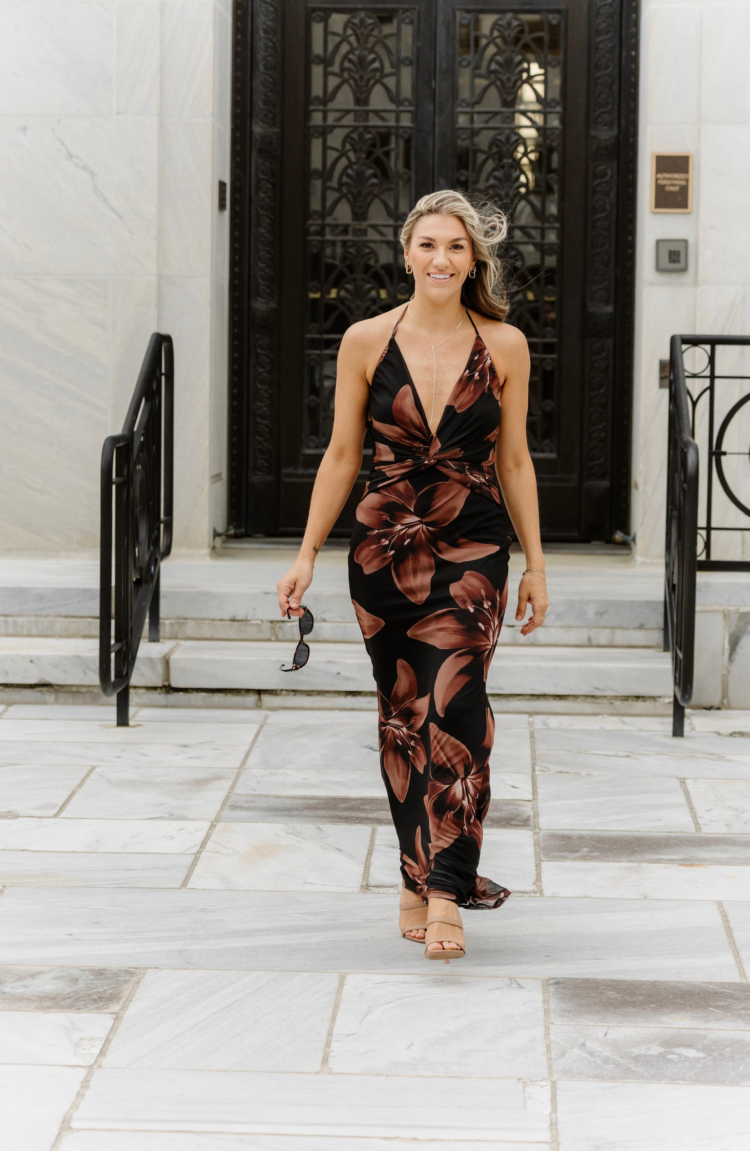 Black/Brown Mesh Halter Maxi Dress | Elegant Women's Fashion by coolavocek